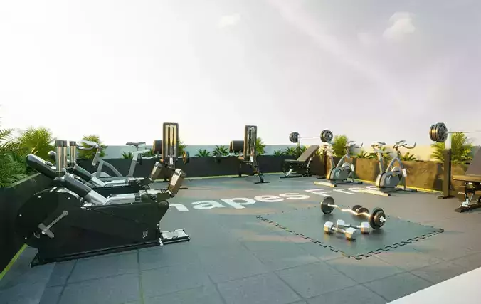 Rooftop gym 3d model 3D model