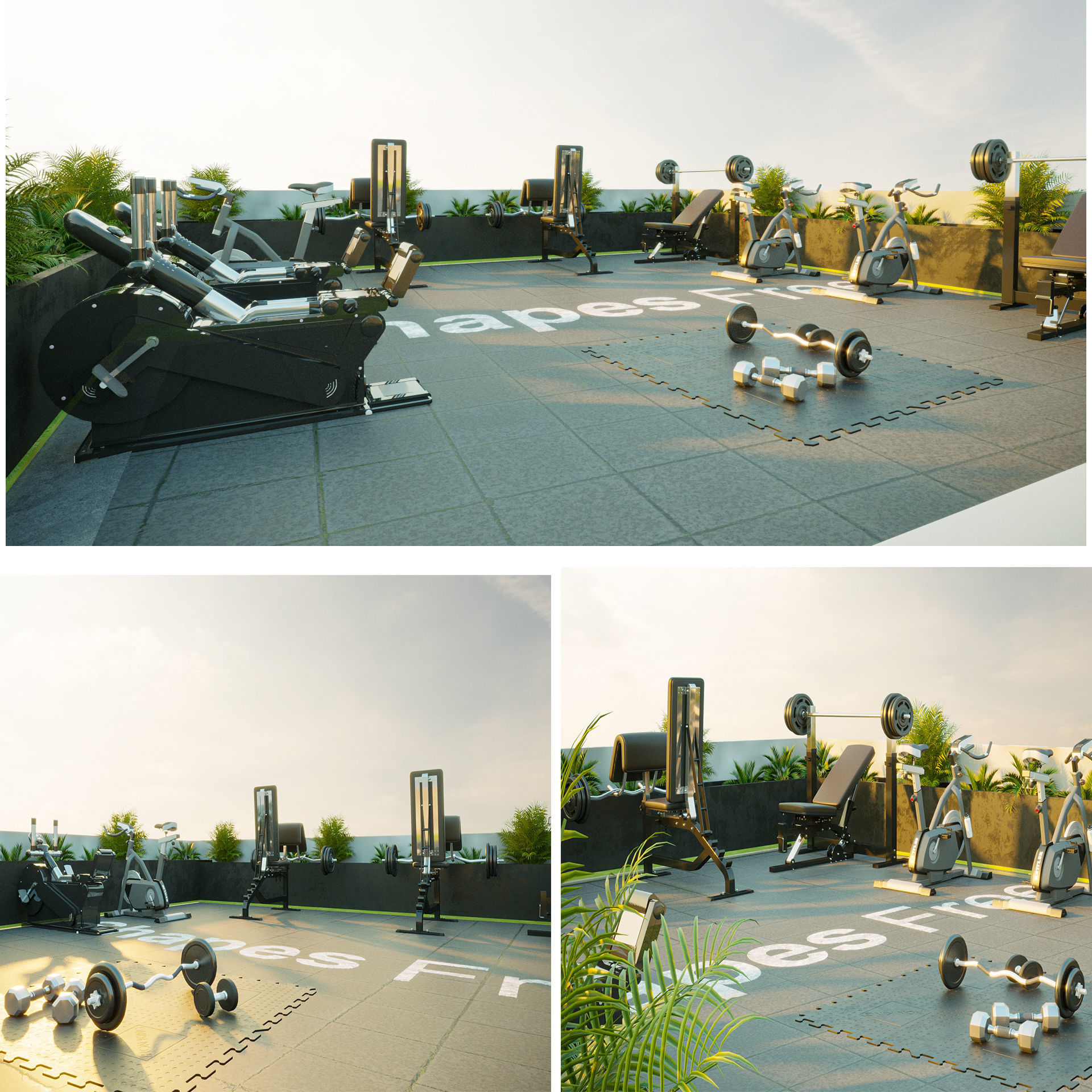 Rooftop gym 3d model 3D model | CGTrader