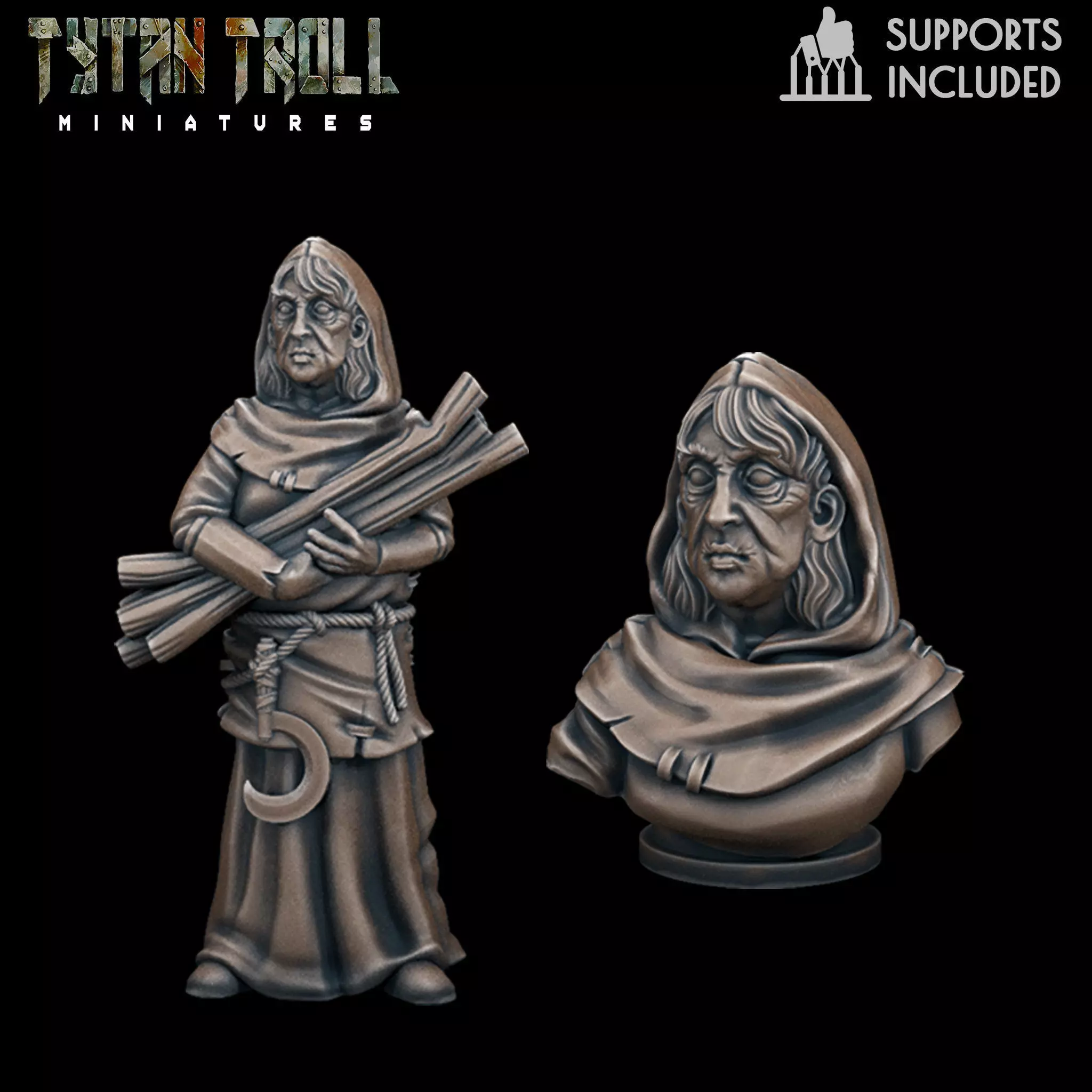Curse of Strahd - Mad Mary Mini Bust - Pre-Supported 3D print model