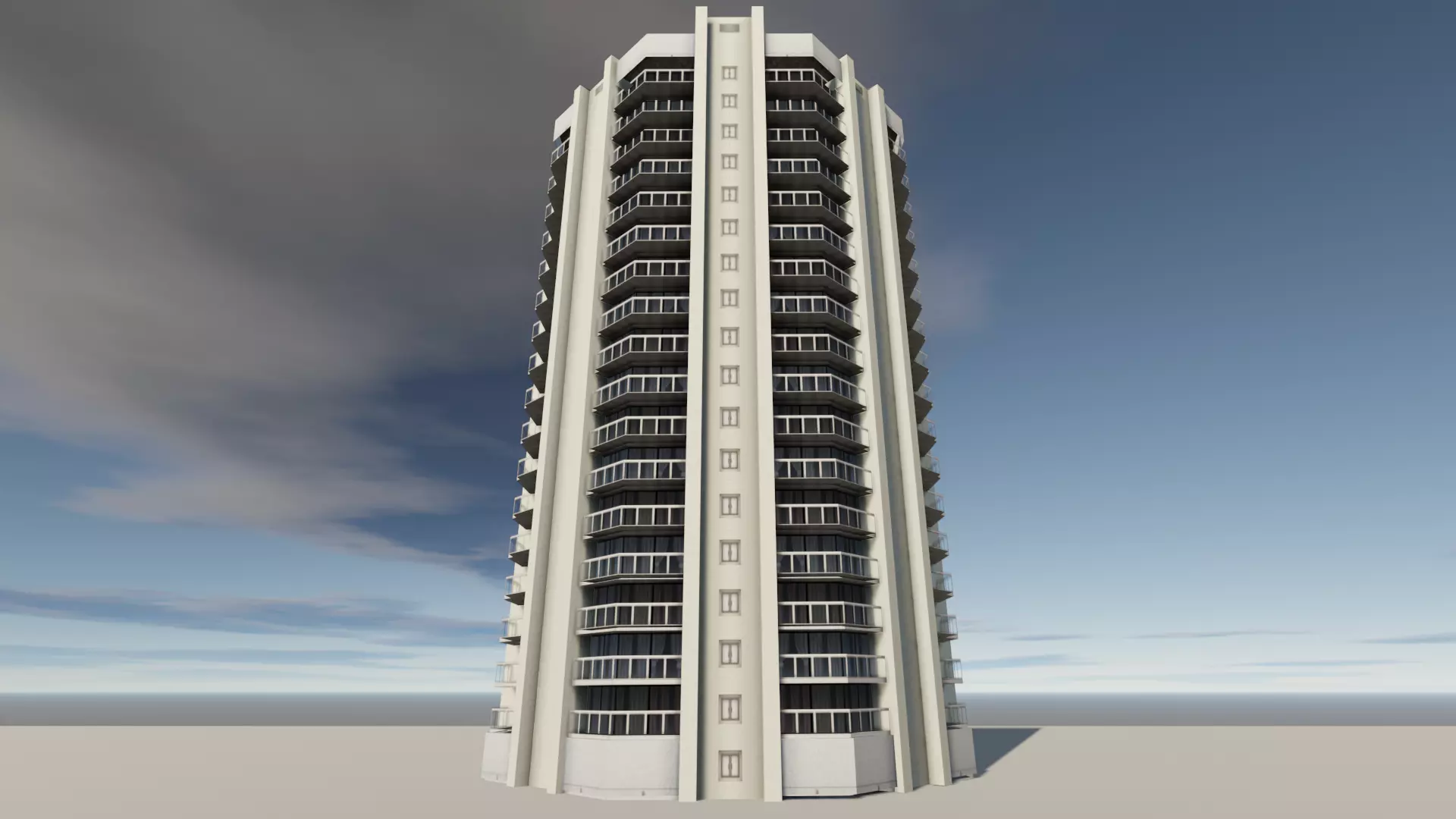 Residential Apartment House building Low-poly 3D model