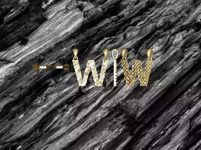 W Letter Alphabet Tiles Texture Pendant 3D Print Model