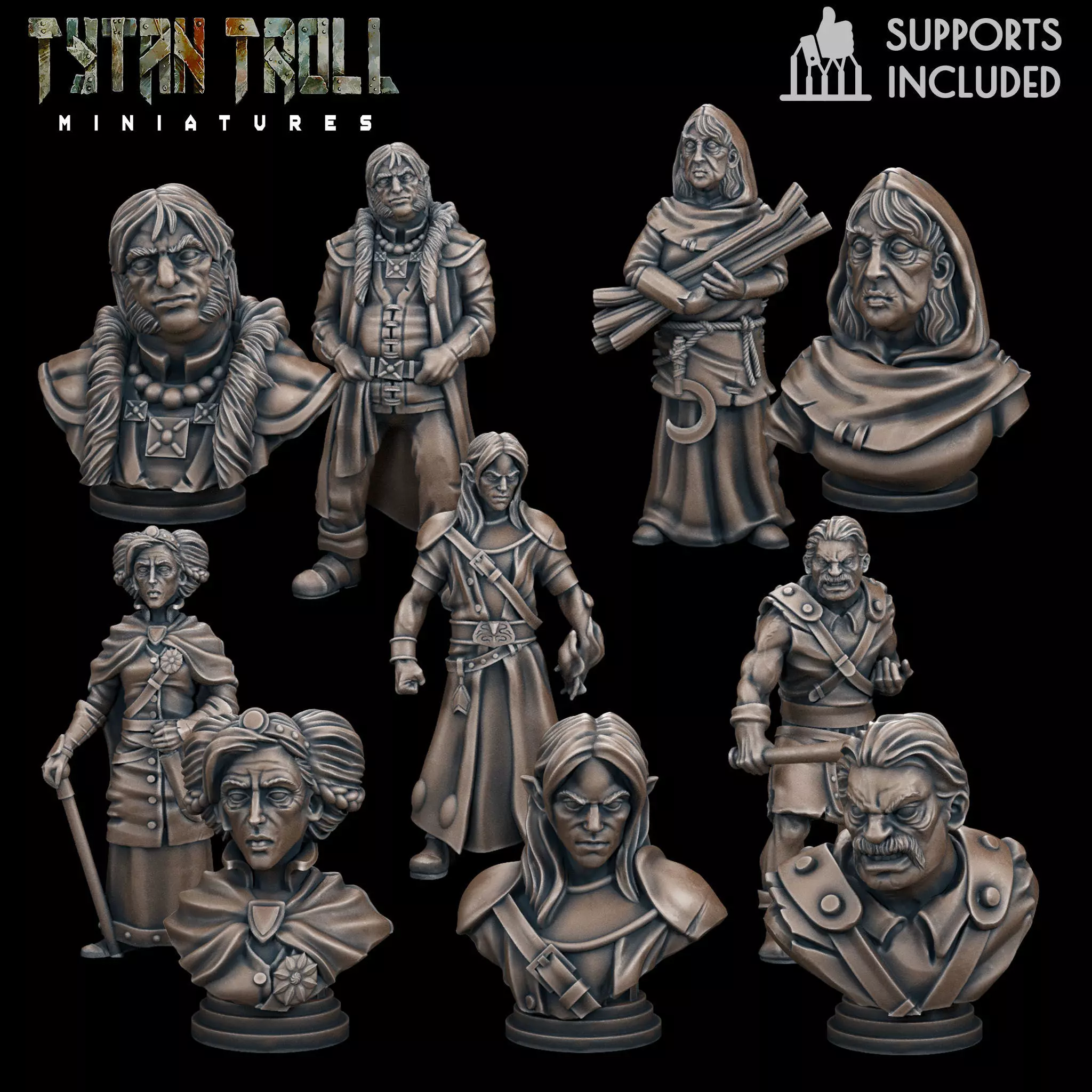 Curse of Strahd - Mini Bust Pack 04 - Pre-Supported 3D print model