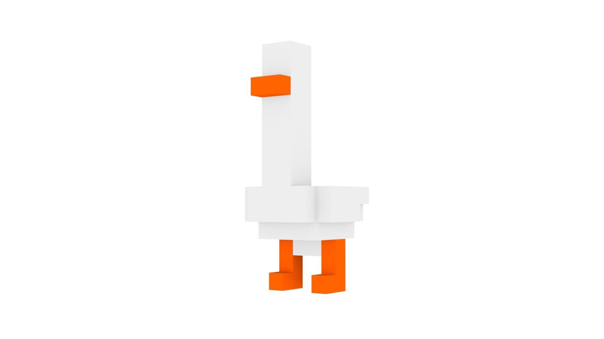 WHITE SWANS VOXEL ANIMAL Low-poly 3D model_1