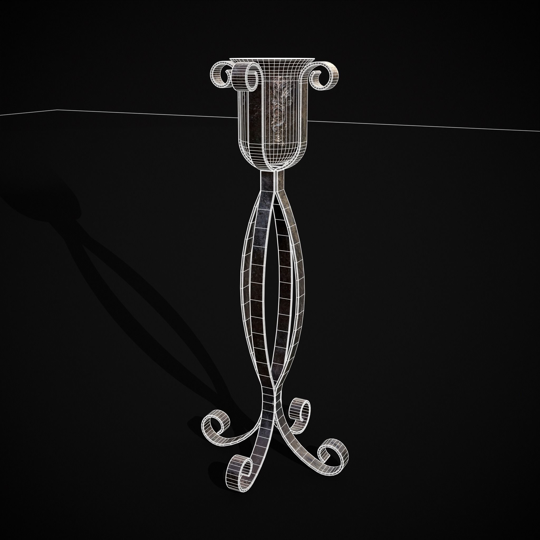 Free Standing Iron Candle Low-poly 3D model_16