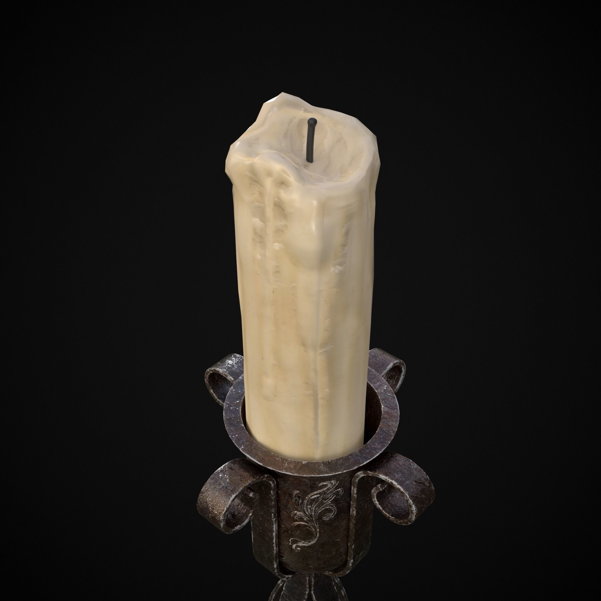 Free Standing Iron Candle Low-poly 3D model_21