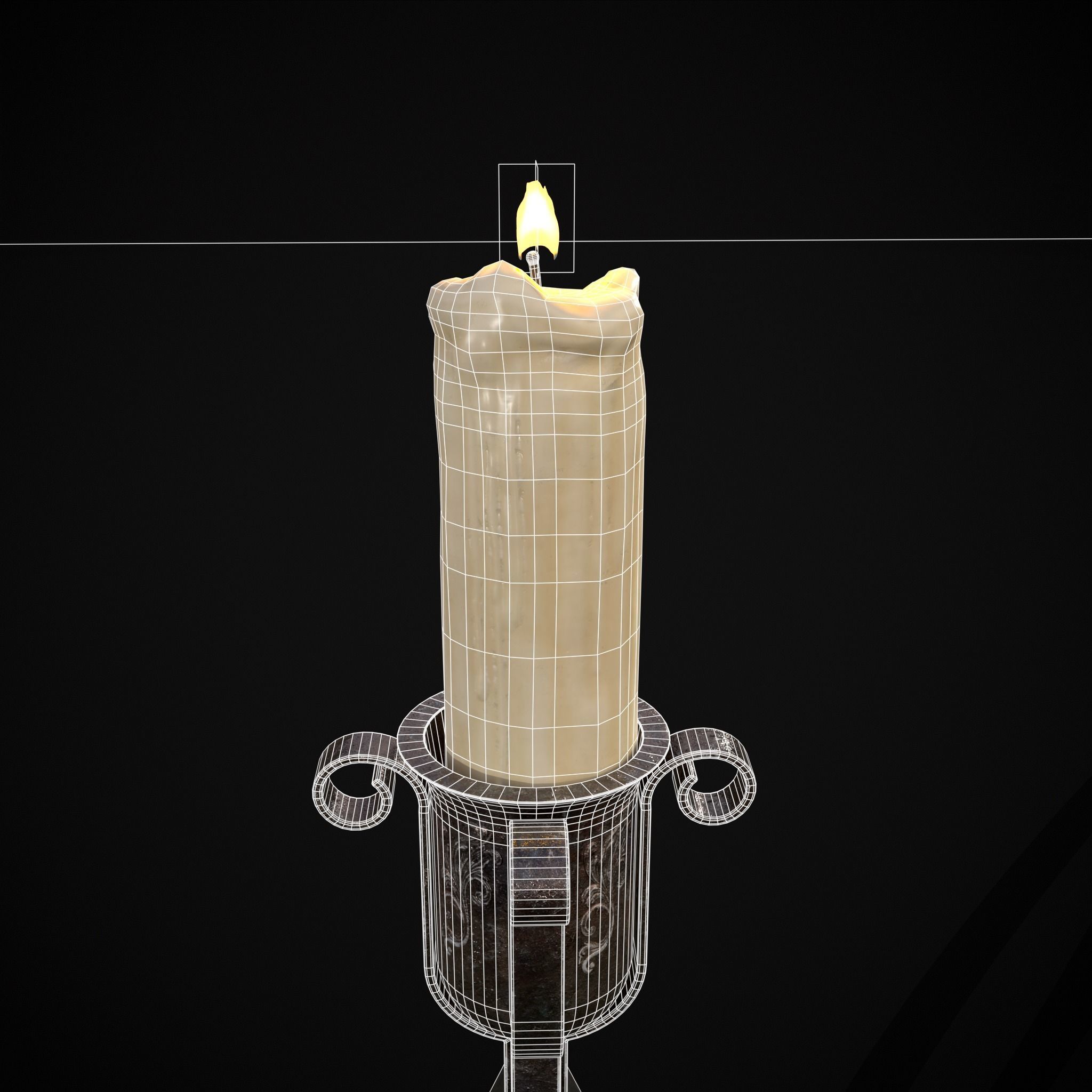 Free Standing Iron Candle Low-poly 3D model_24