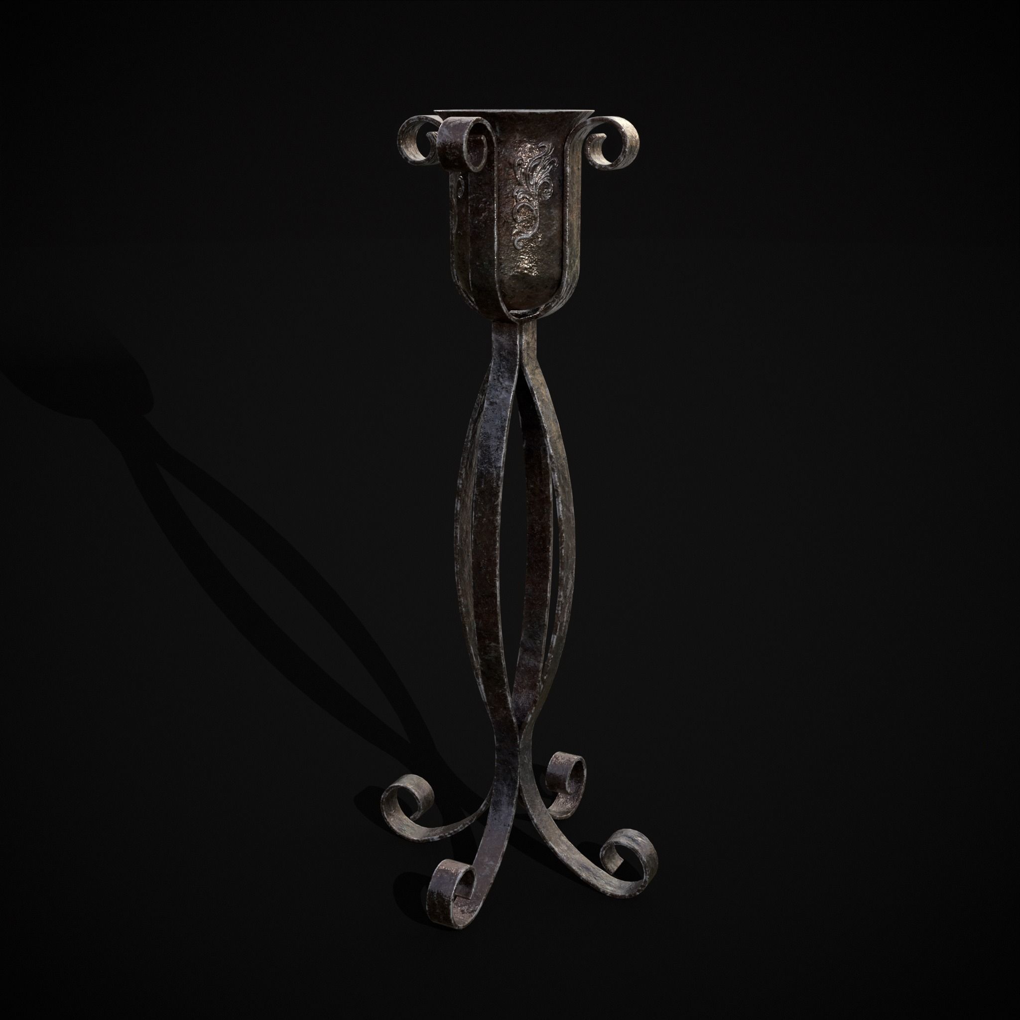 Free Standing Iron Candle Low-poly 3D model_15