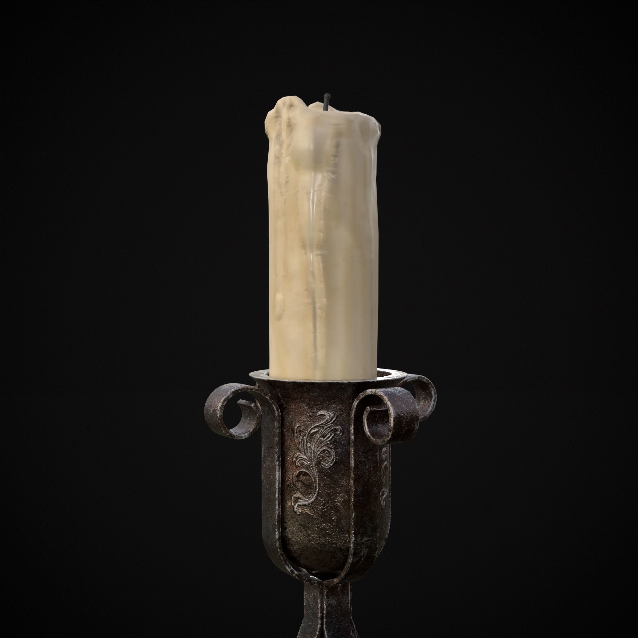 Free Standing Iron Candle Low-poly 3D model_19