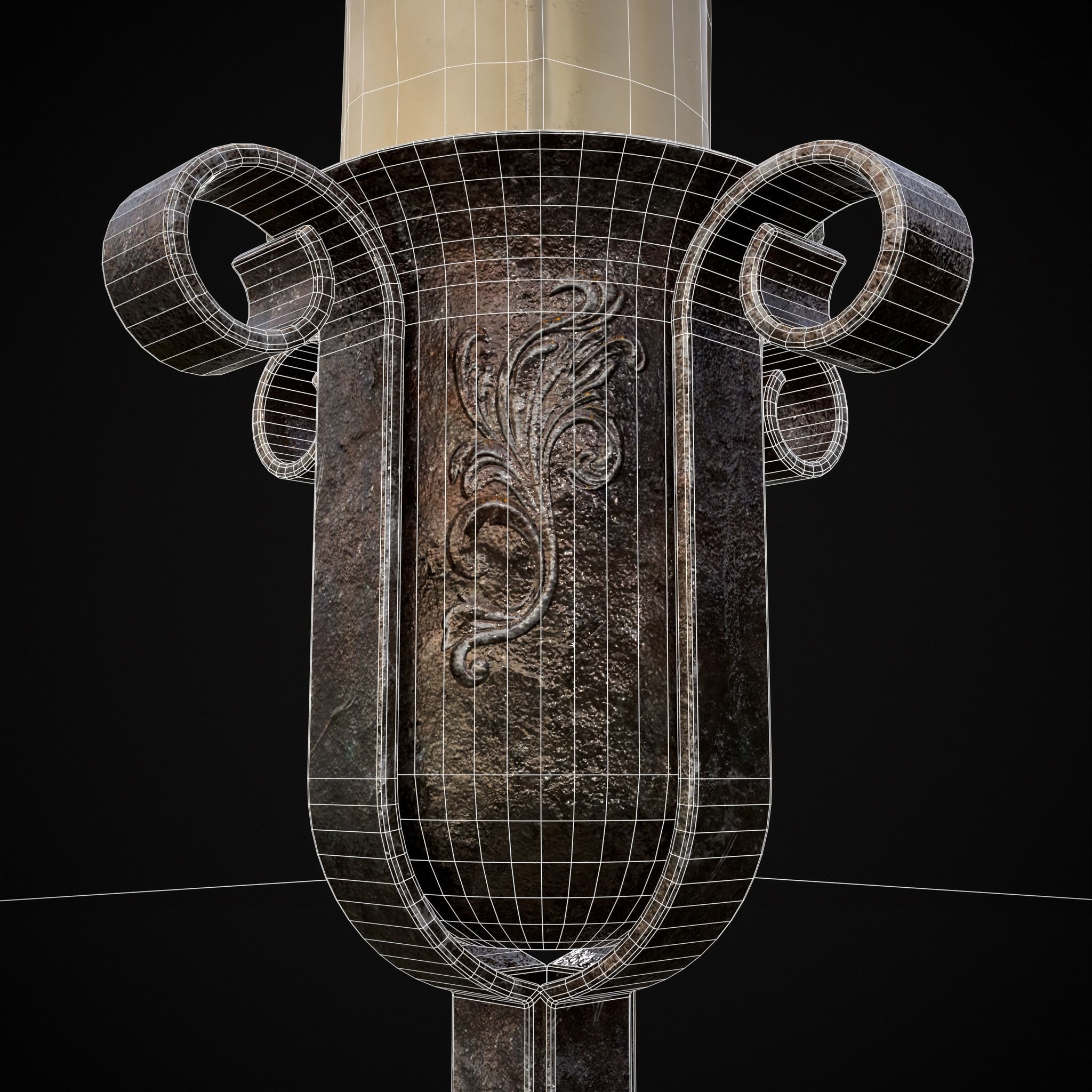 Free Standing Iron Candle Low-poly 3D model_10