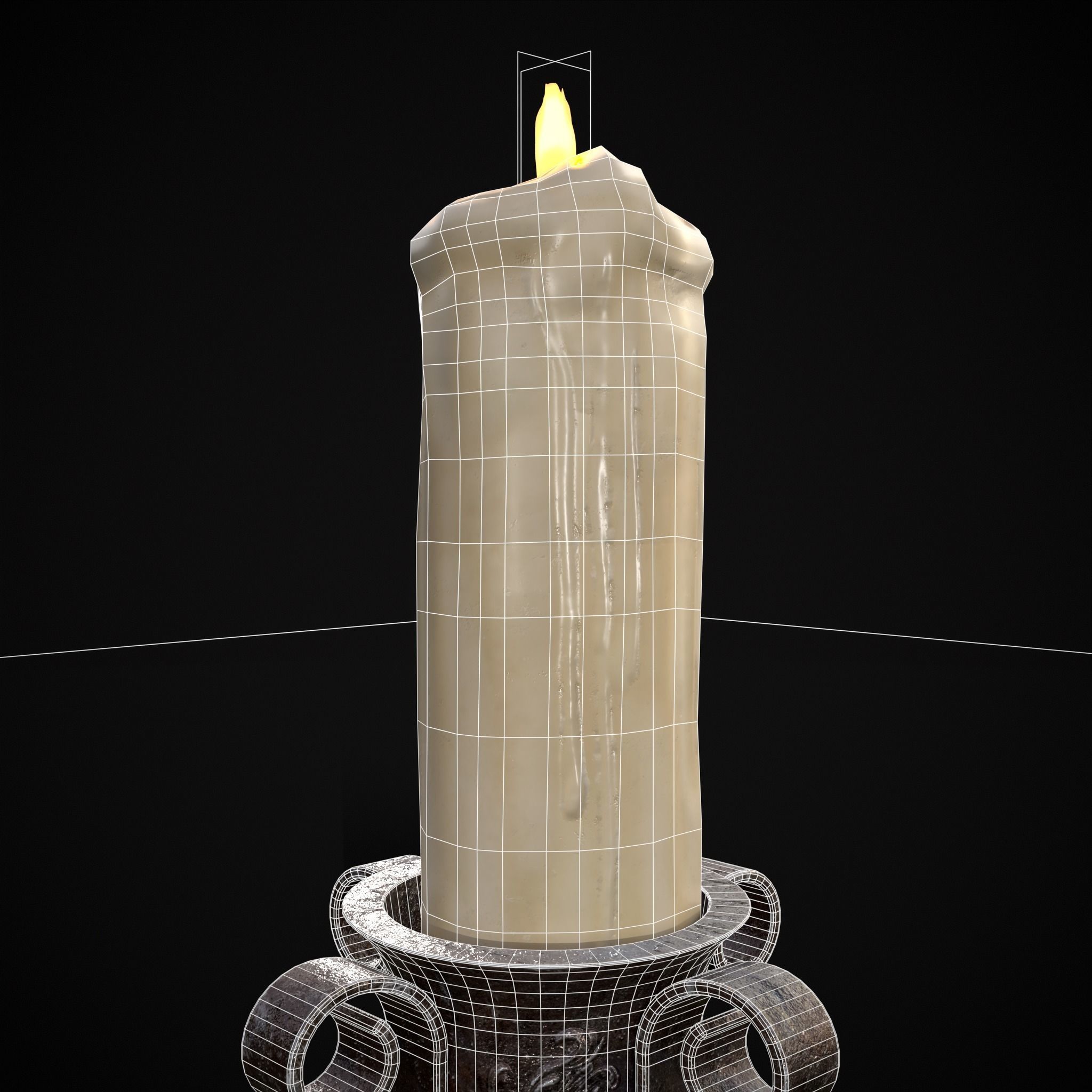 Free Standing Iron Candle Low-poly 3D model_12