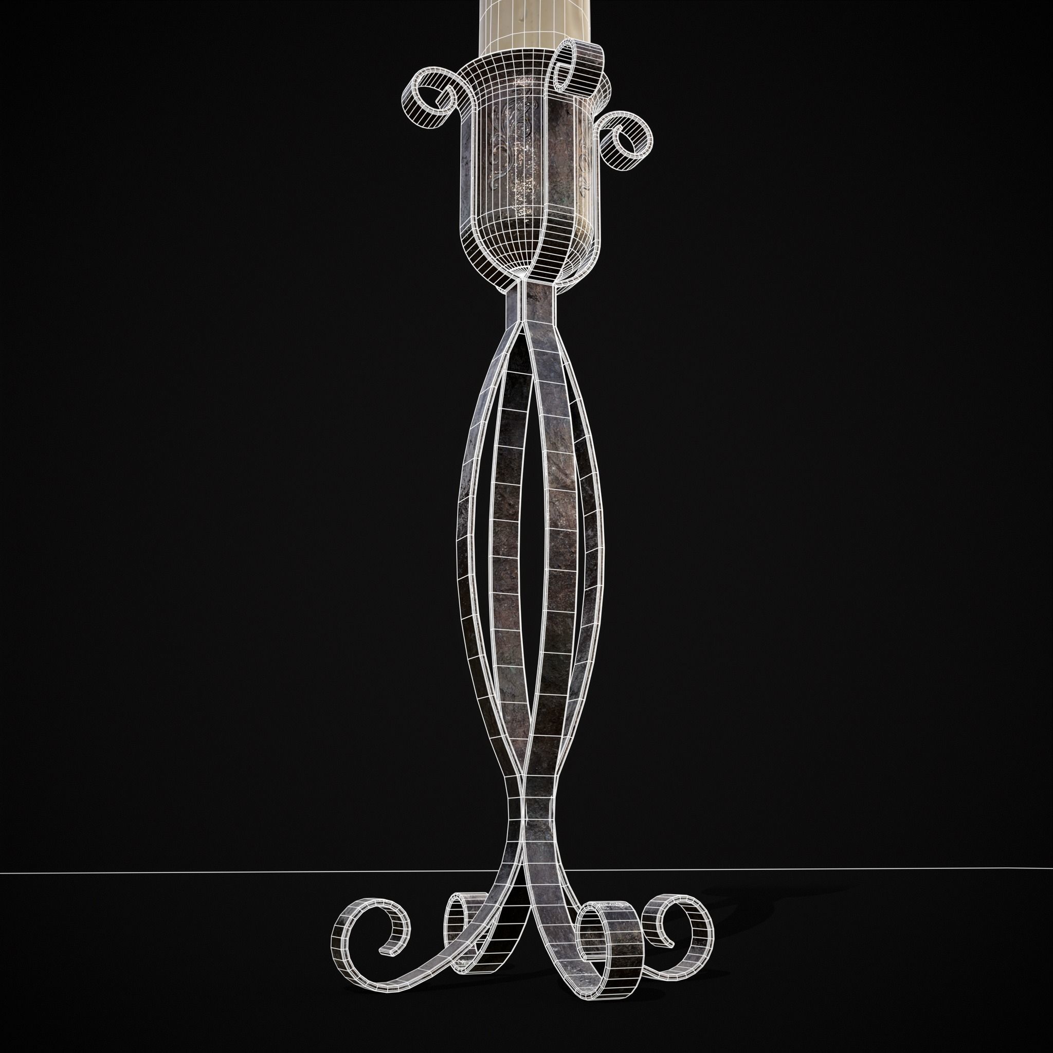 Free Standing Iron Candle Low-poly 3D model_14