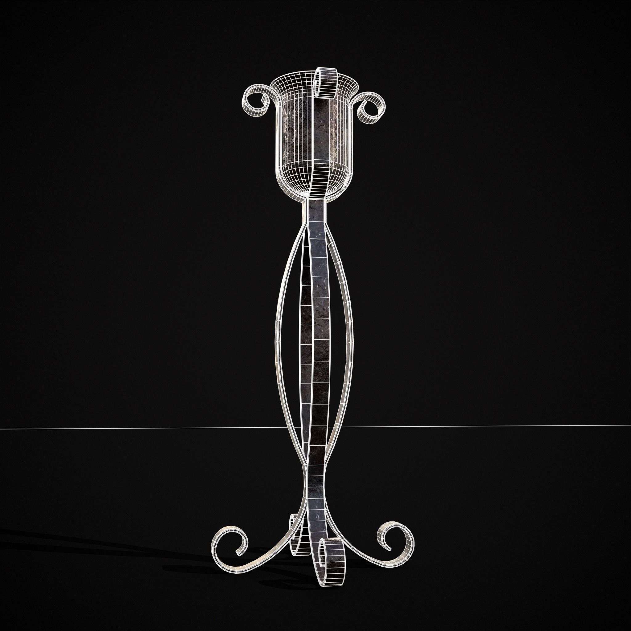 Free Standing Iron Candle Low-poly 3D model_18