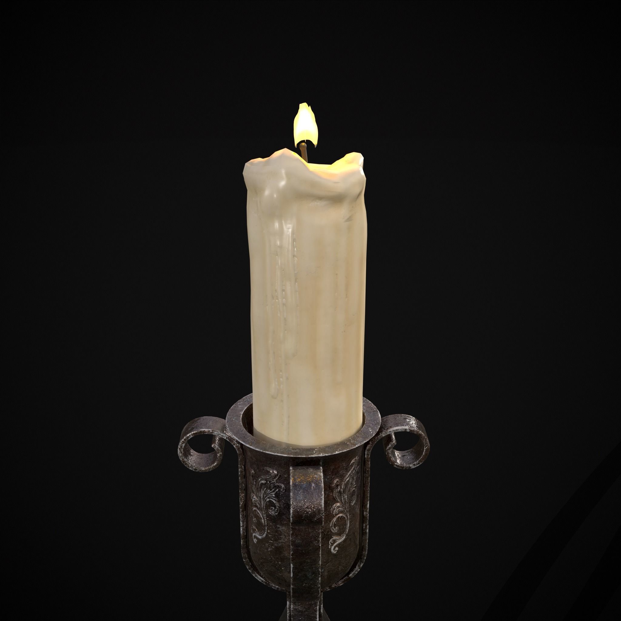 Free Standing Iron Candle Low-poly 3D model_23
