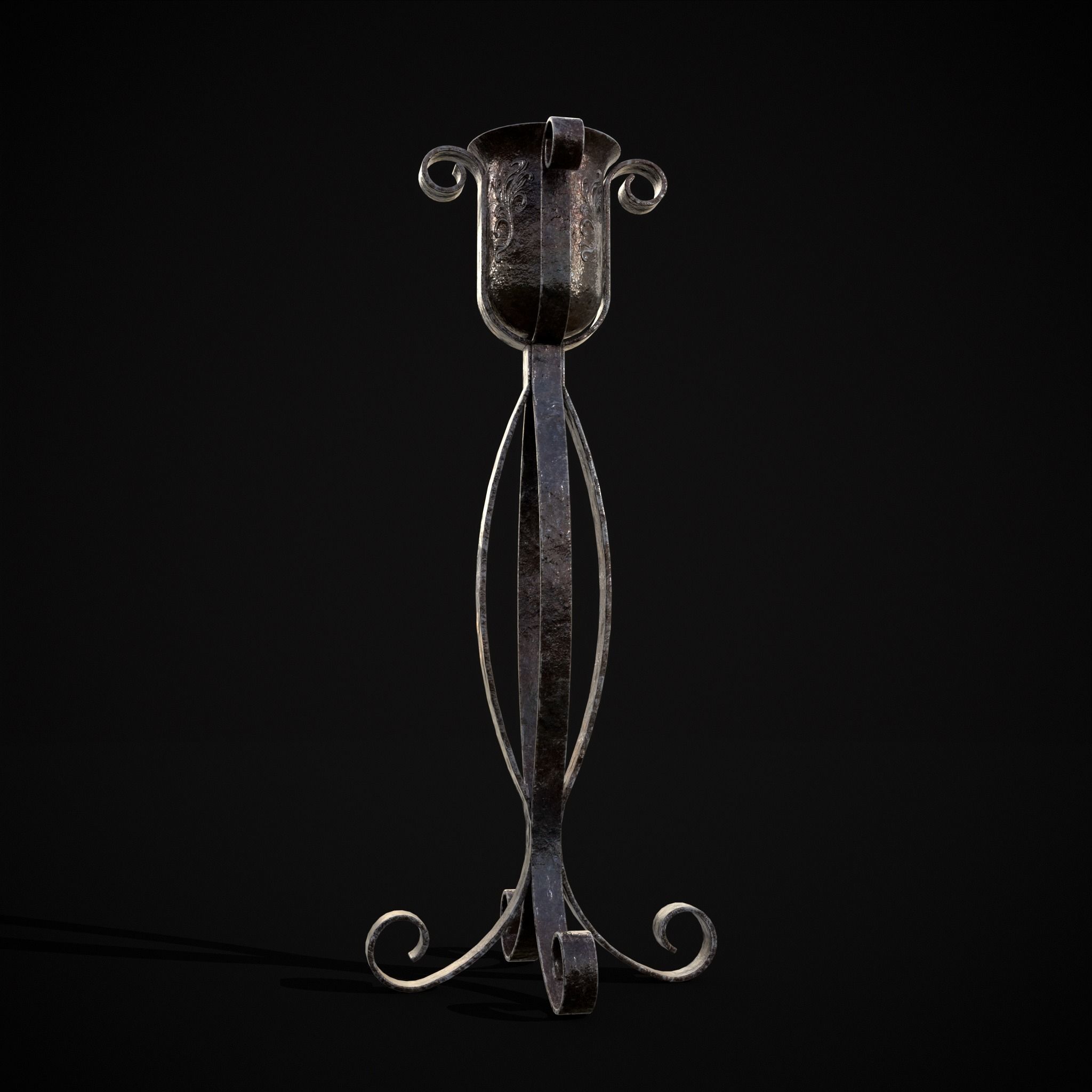 Free Standing Iron Candle Low-poly 3D model_17