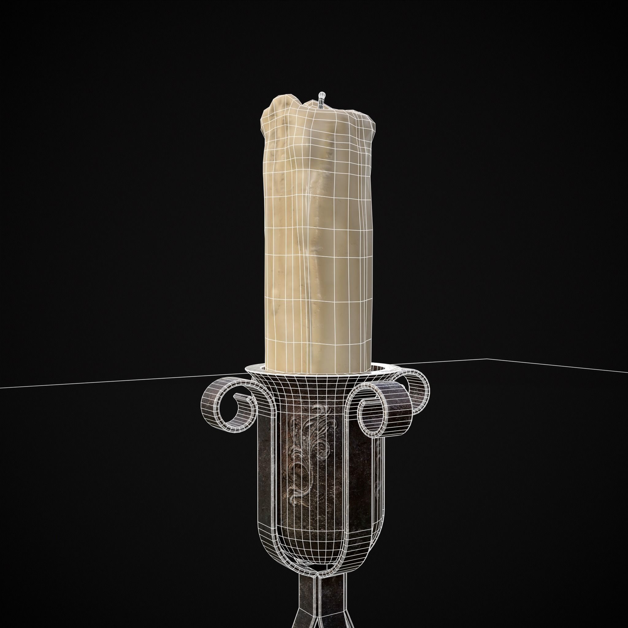 Free Standing Iron Candle Low-poly 3D model_20
