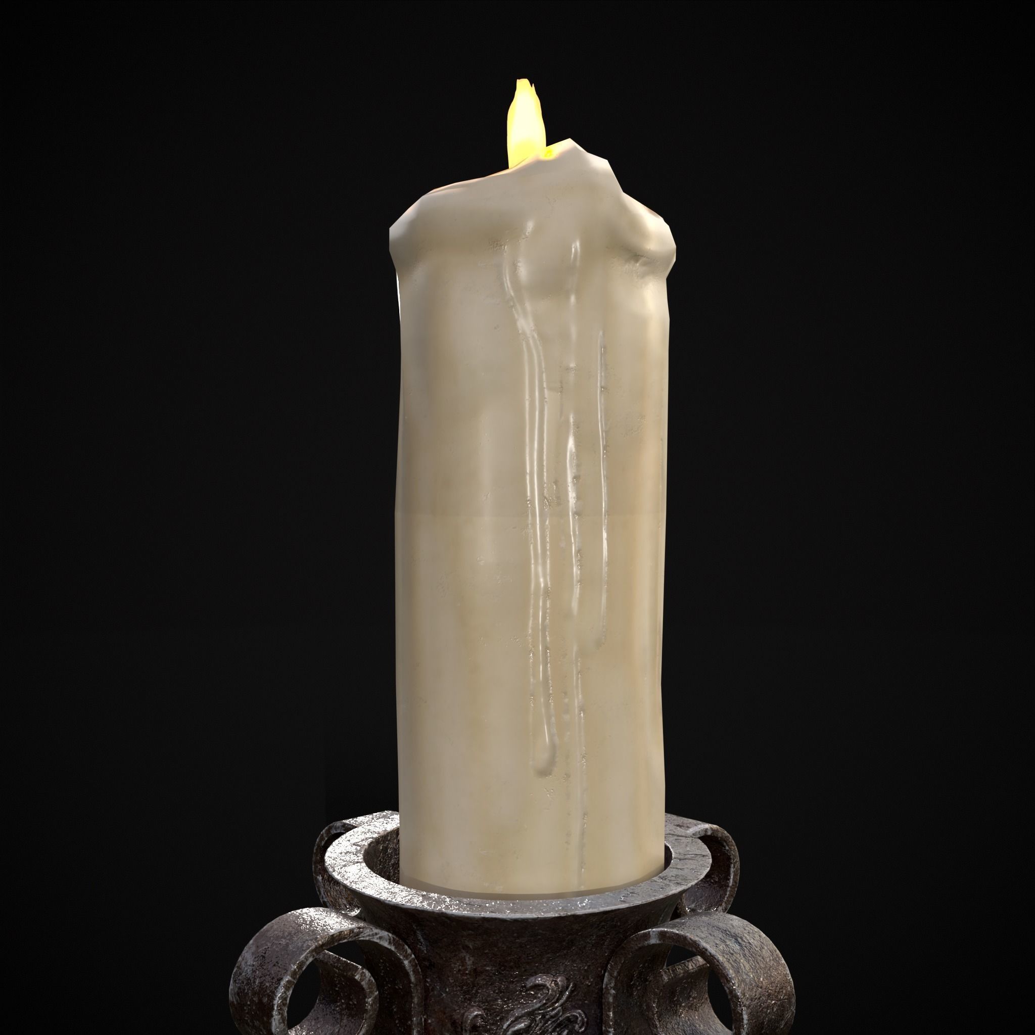 Free Standing Iron Candle Low-poly 3D model_11