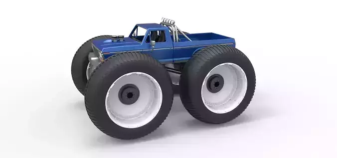 Vintage Monster Truck with 10 ft wheels Scale 1 to 25