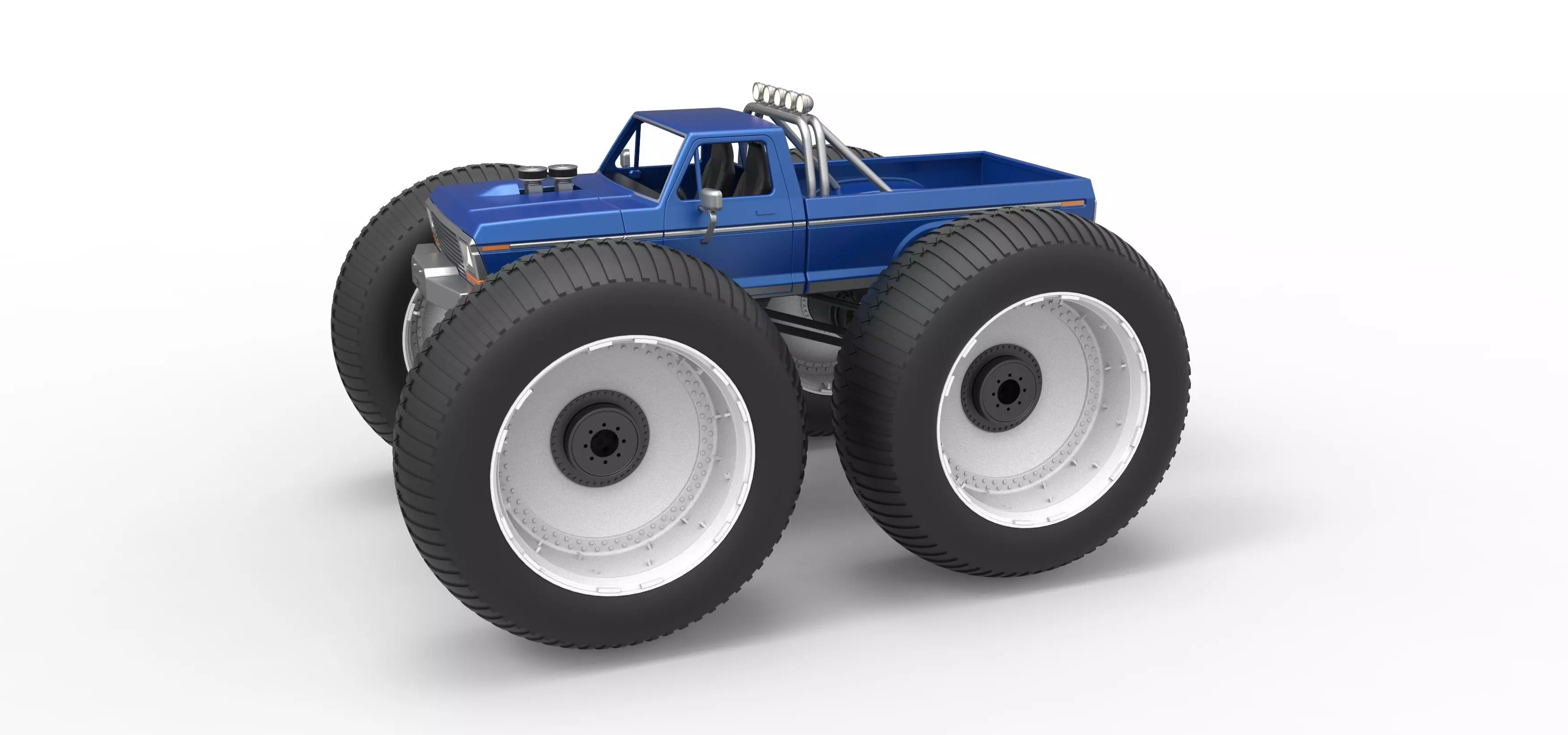 Vintage Monster Truck with 10 ft wheels Scale 1 to 25 3D print model