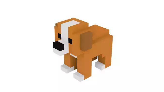 PUPPY VOXEL ANIMAL Low-poly 3D model