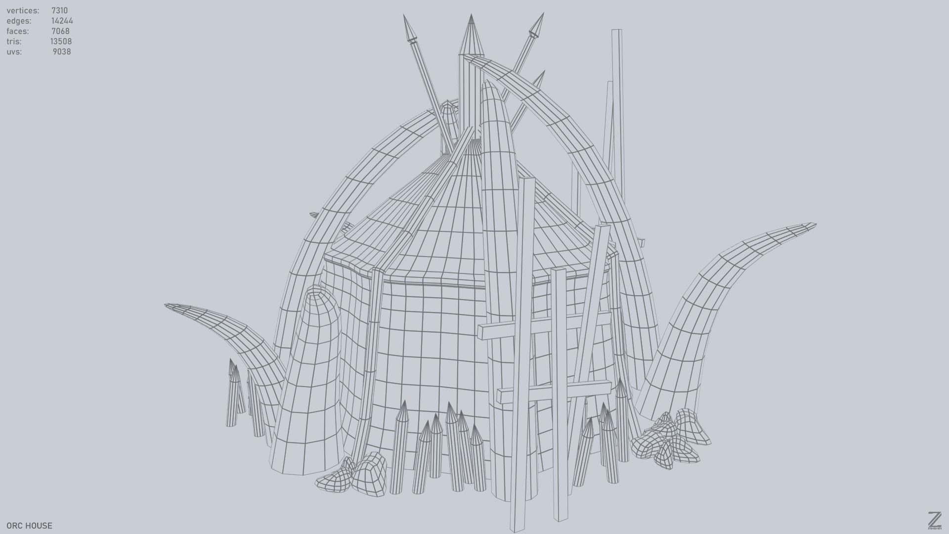 Orc house Low-poly 3D model_11