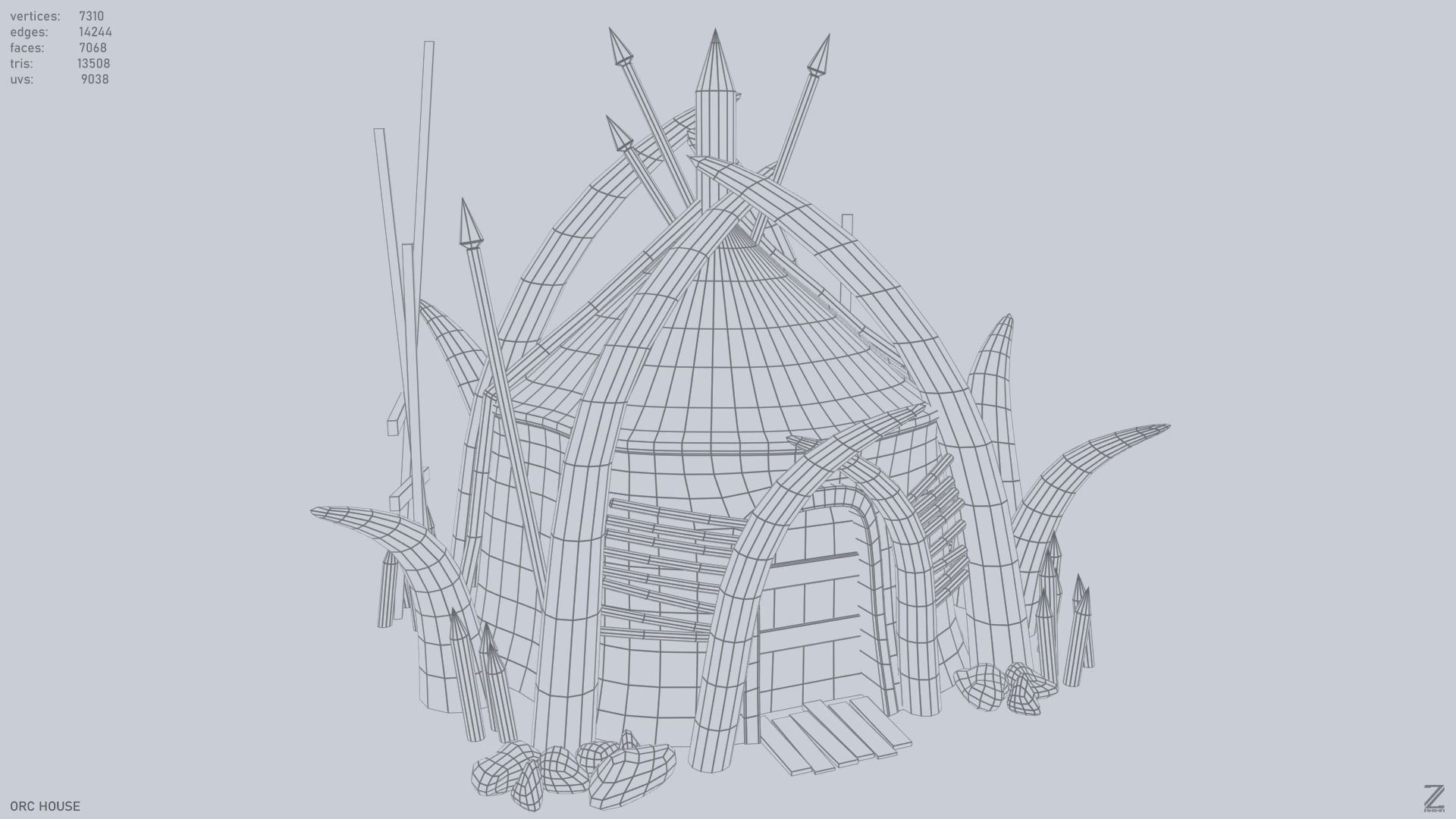 Orc house Low-poly 3D model_14