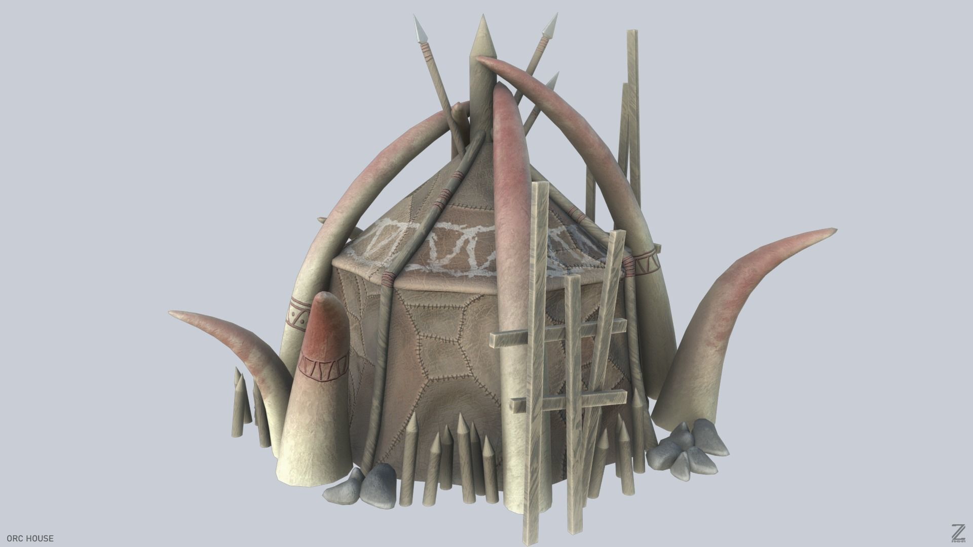 Orc house Low-poly 3D model_5