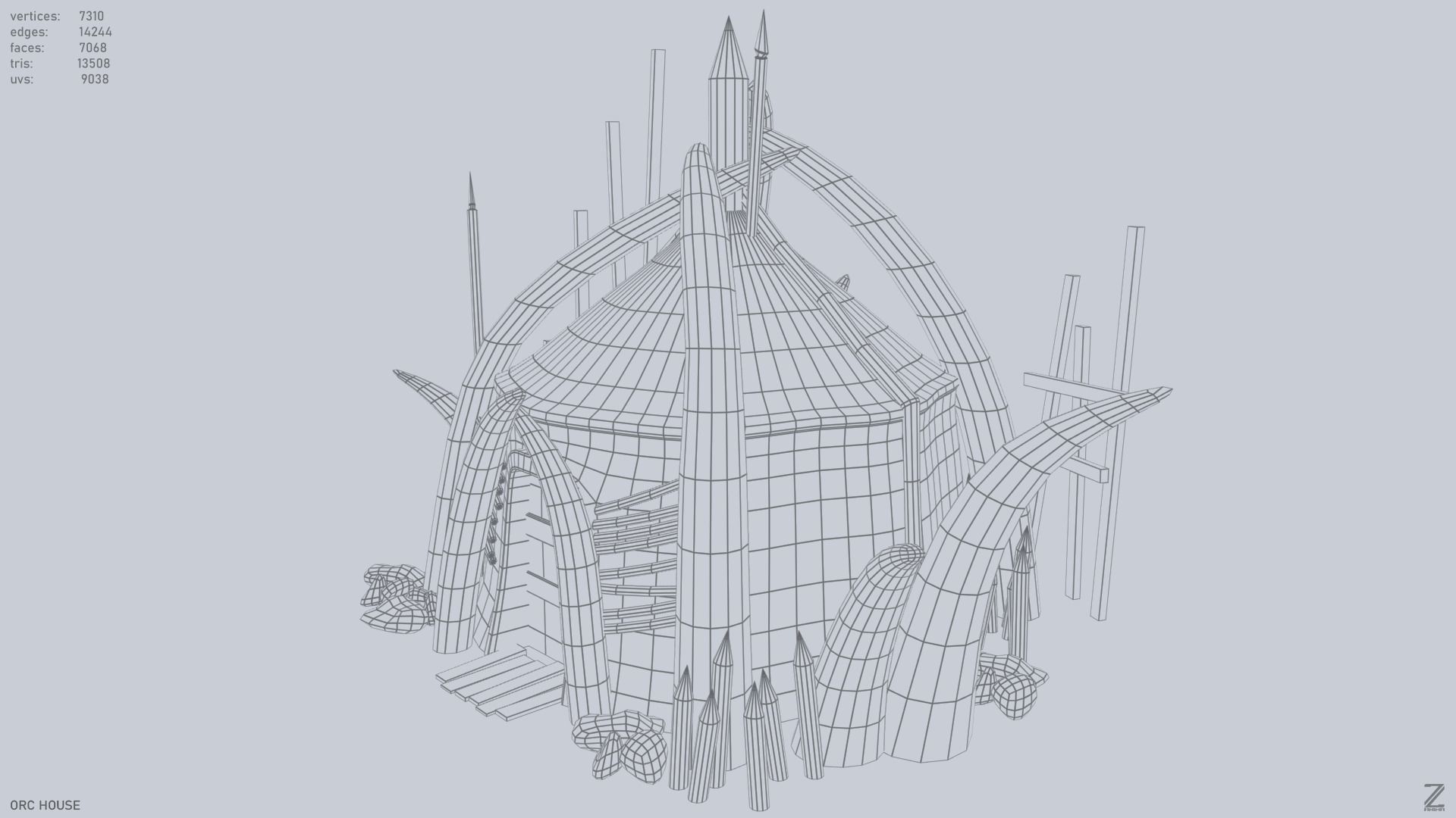 Orc house Low-poly 3D model_9