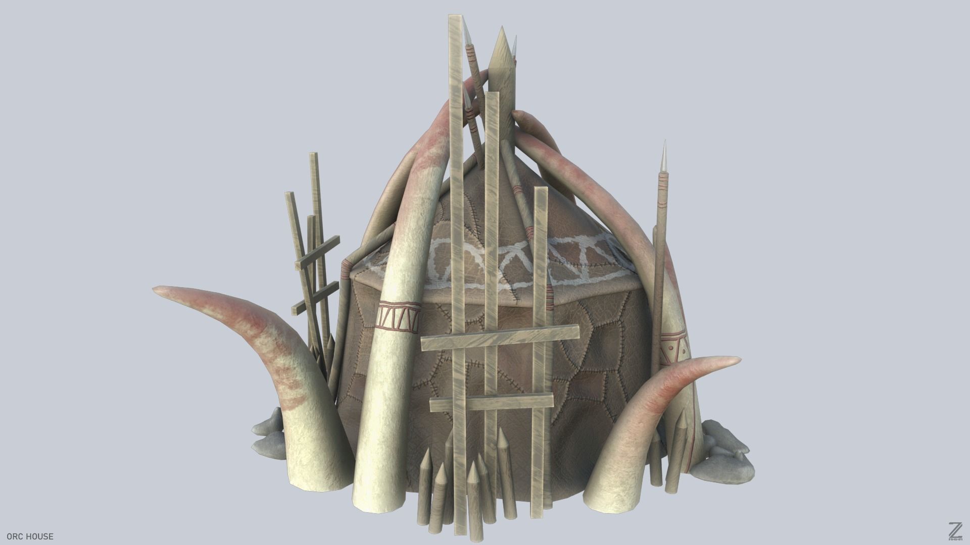 Orc house Low-poly 3D model_7