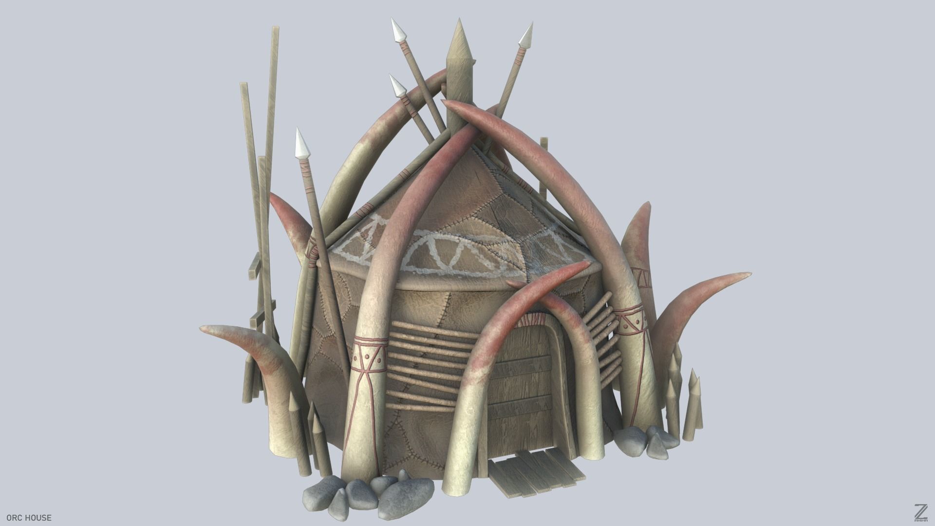 Orc house Low-poly 3D model_8