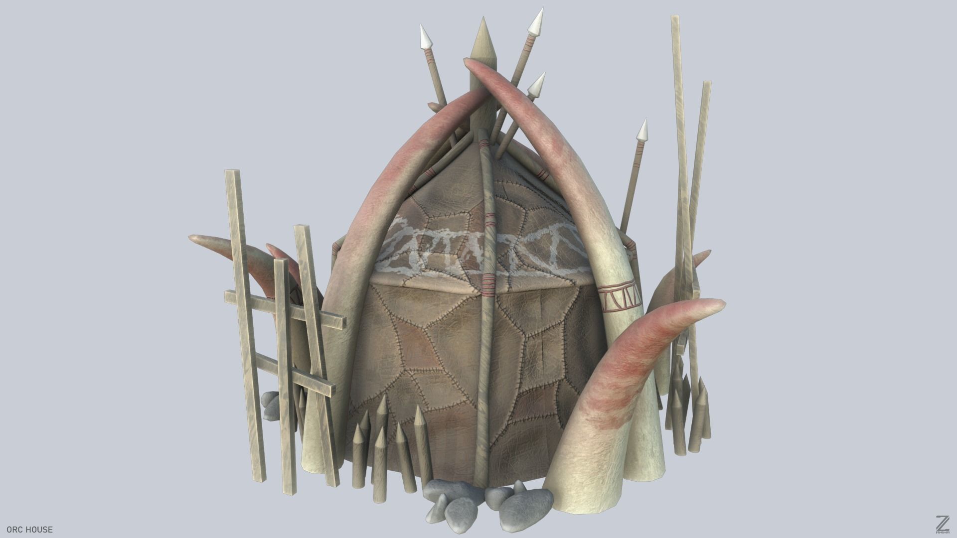 Orc house Low-poly 3D model_6