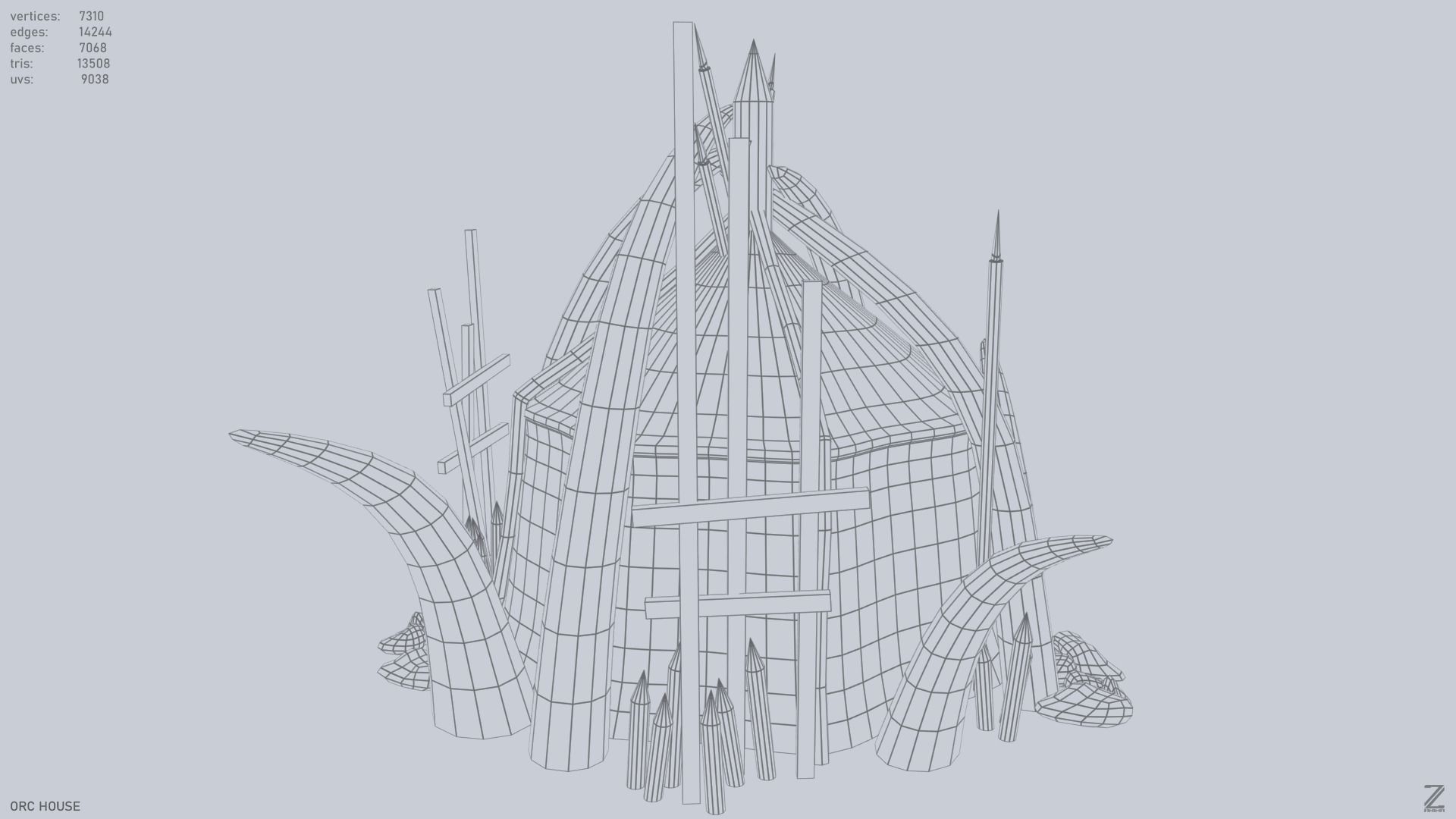 Orc house Low-poly 3D model_13