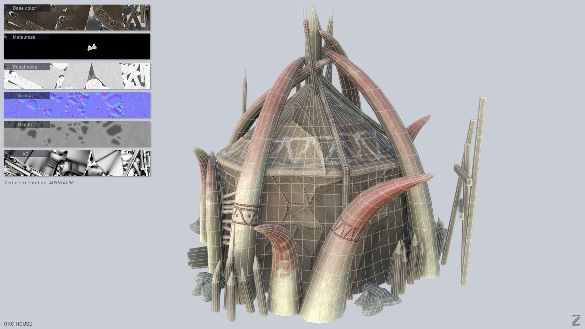 Orc house Low-poly 3D model_2