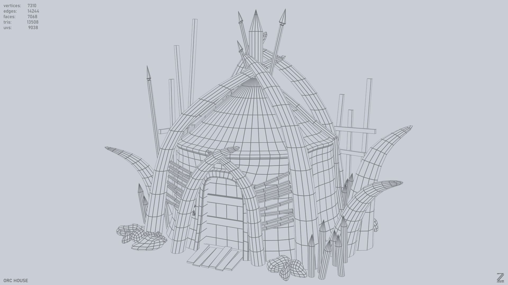 Orc house Low-poly 3D model_3