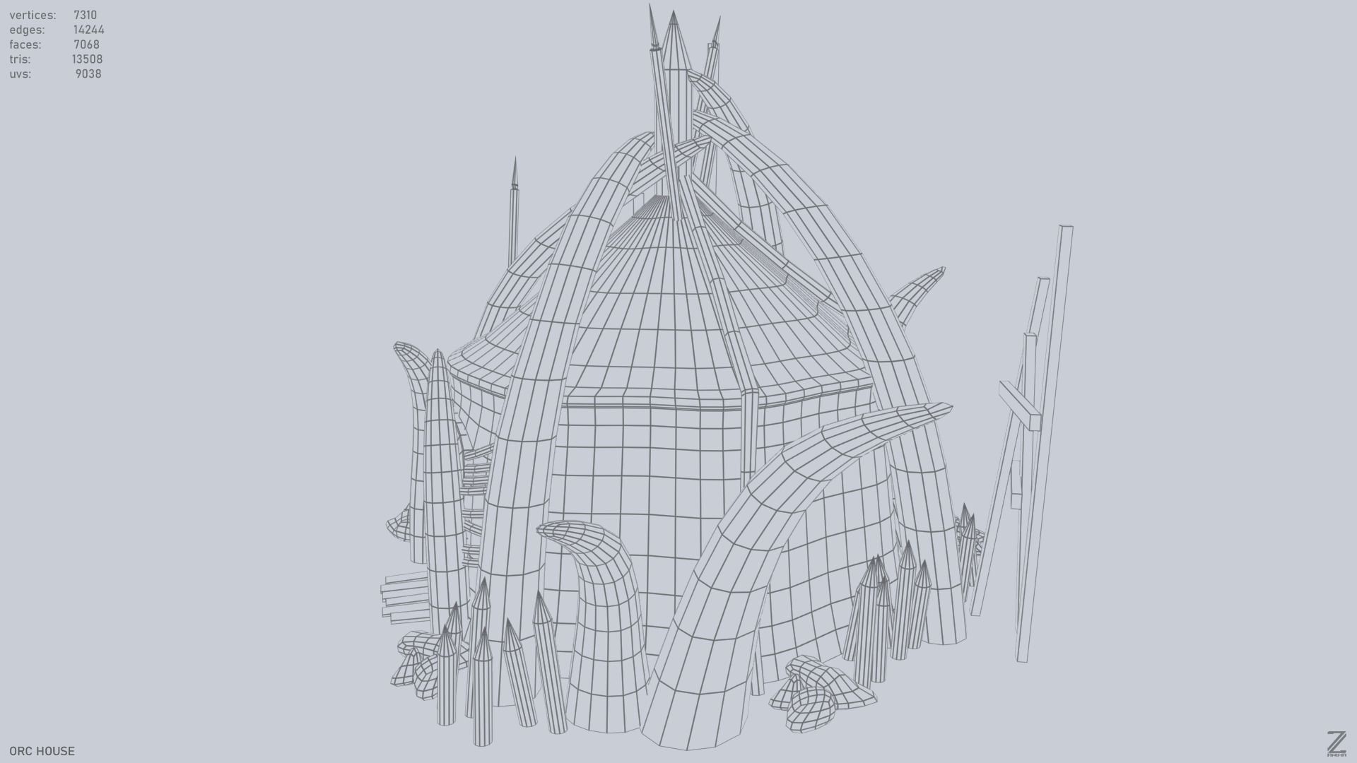 Orc house Low-poly 3D model_10