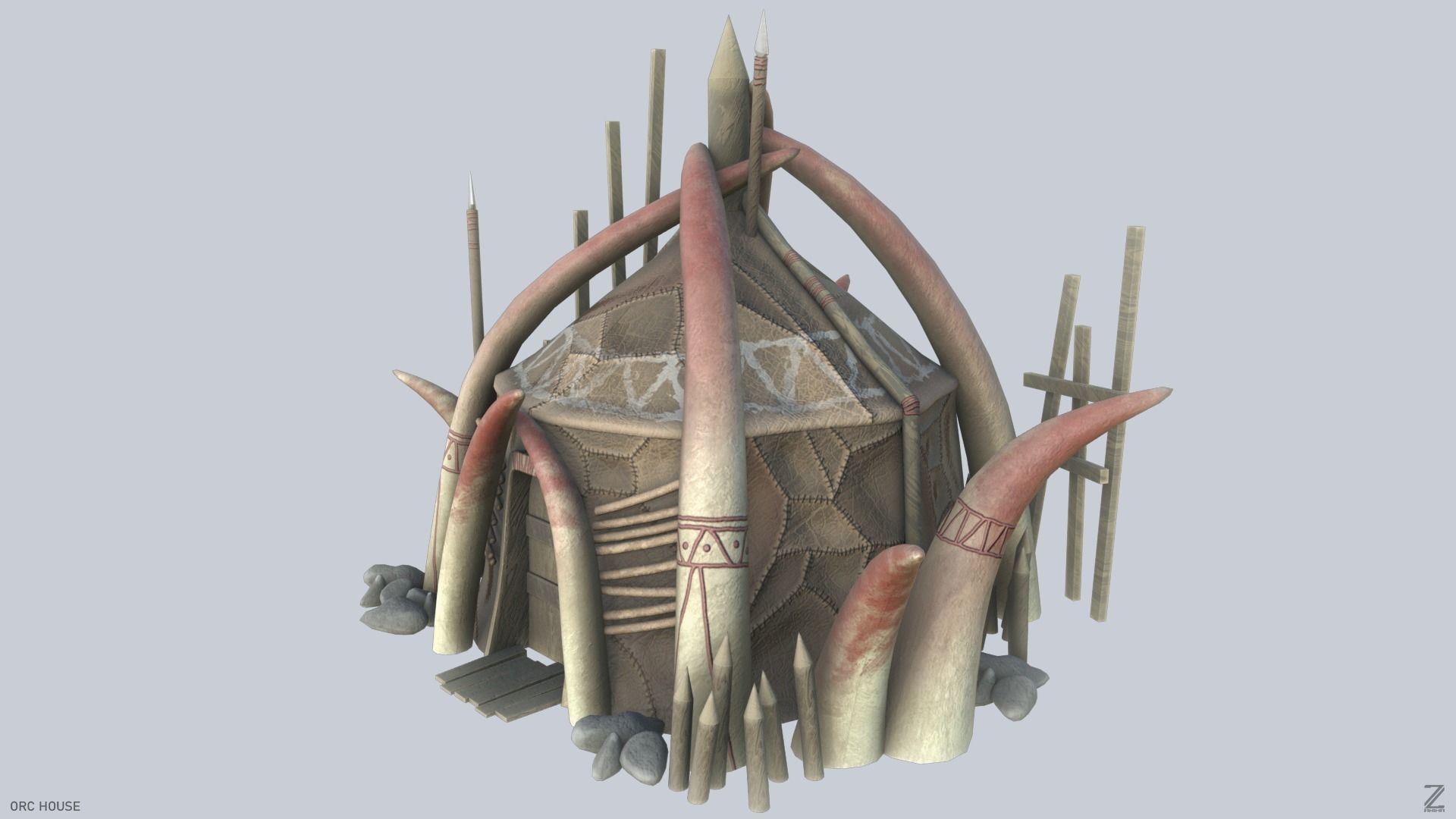Orc house Low-poly 3D model_1