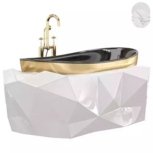 Diamond Bathtub White White Marble