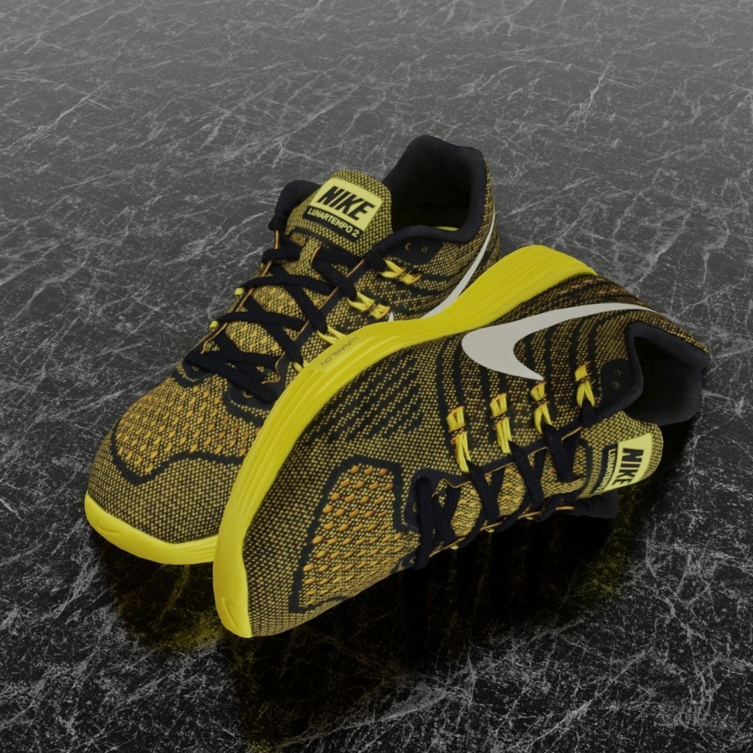 NIKE LUNAR TEMPO 2 3D SHOES - YELLOW Low-poly 3D model_1