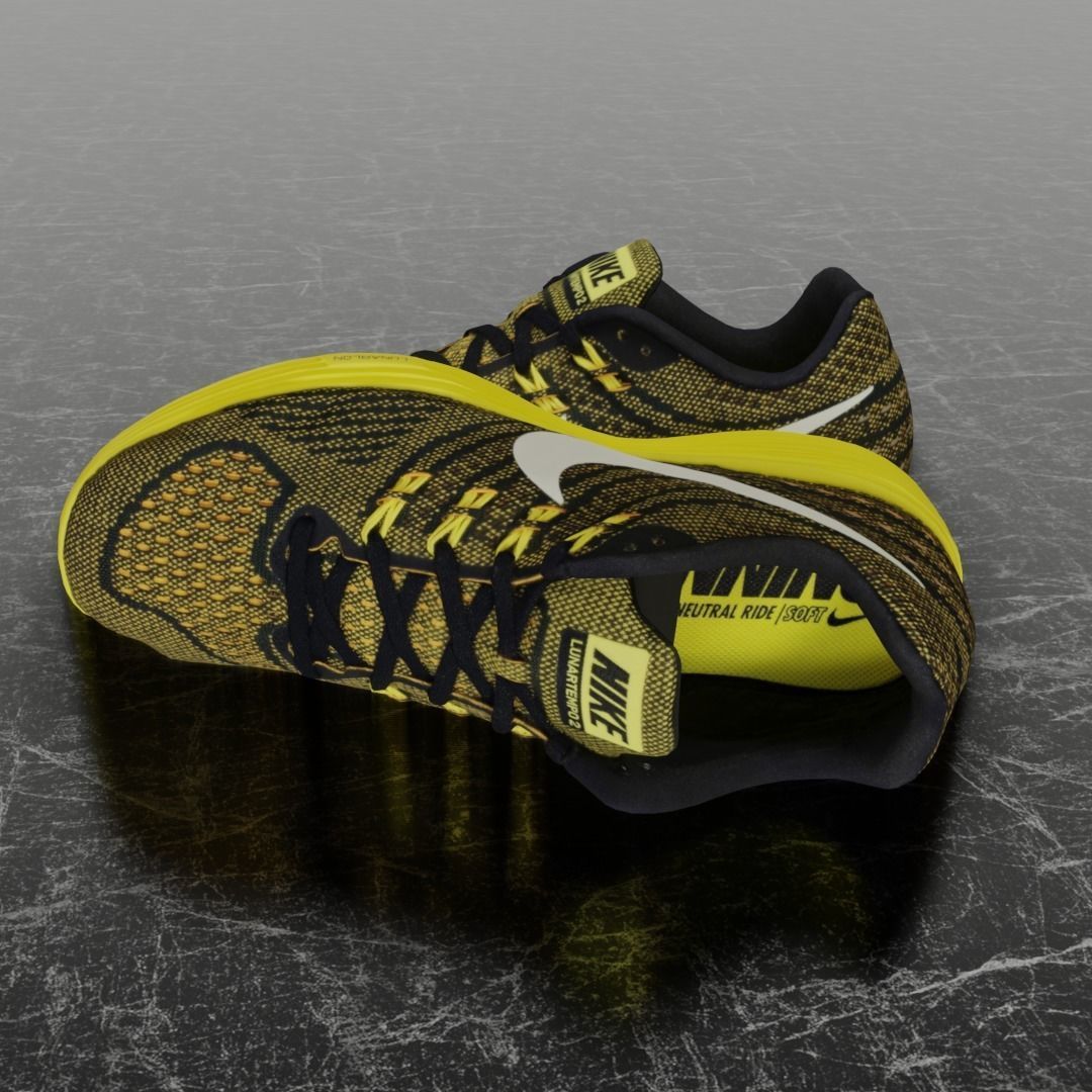 NIKE LUNAR TEMPO 2 3D SHOES - YELLOW Low-poly 3D model_7