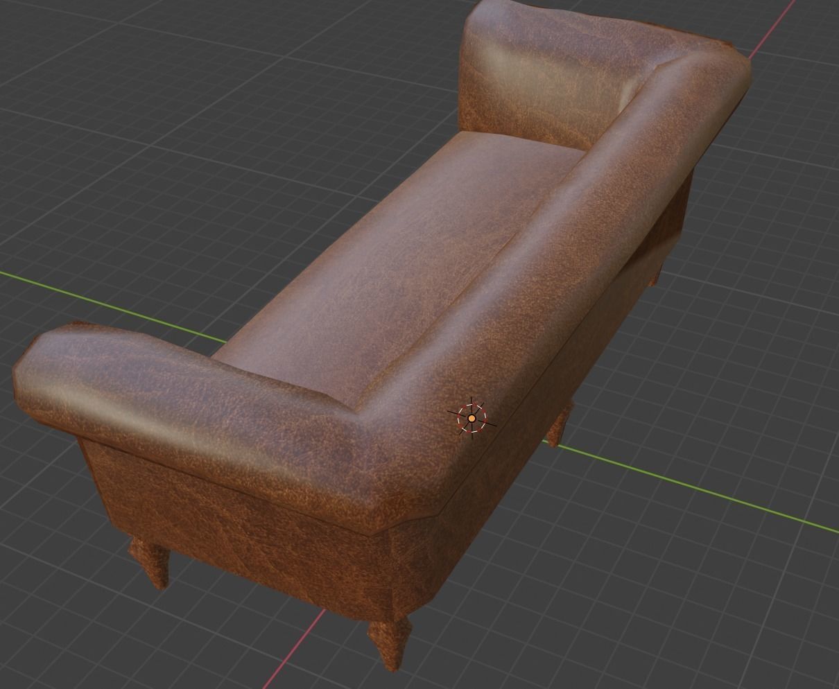 leather sofa Low-poly 3D model_1