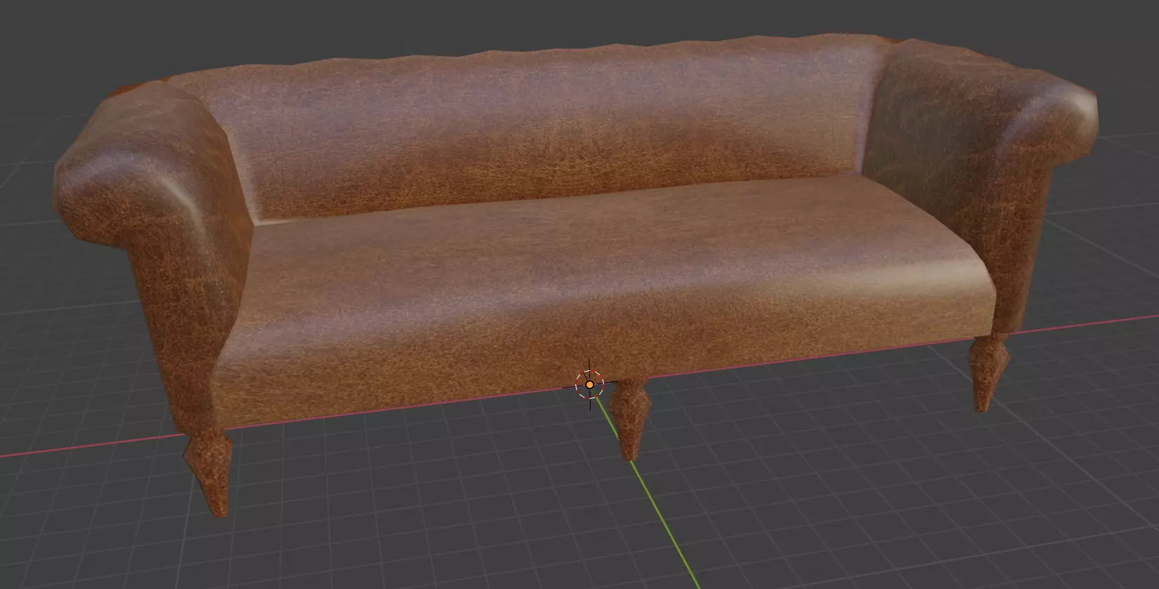 leather sofa Low-poly 3D model_0