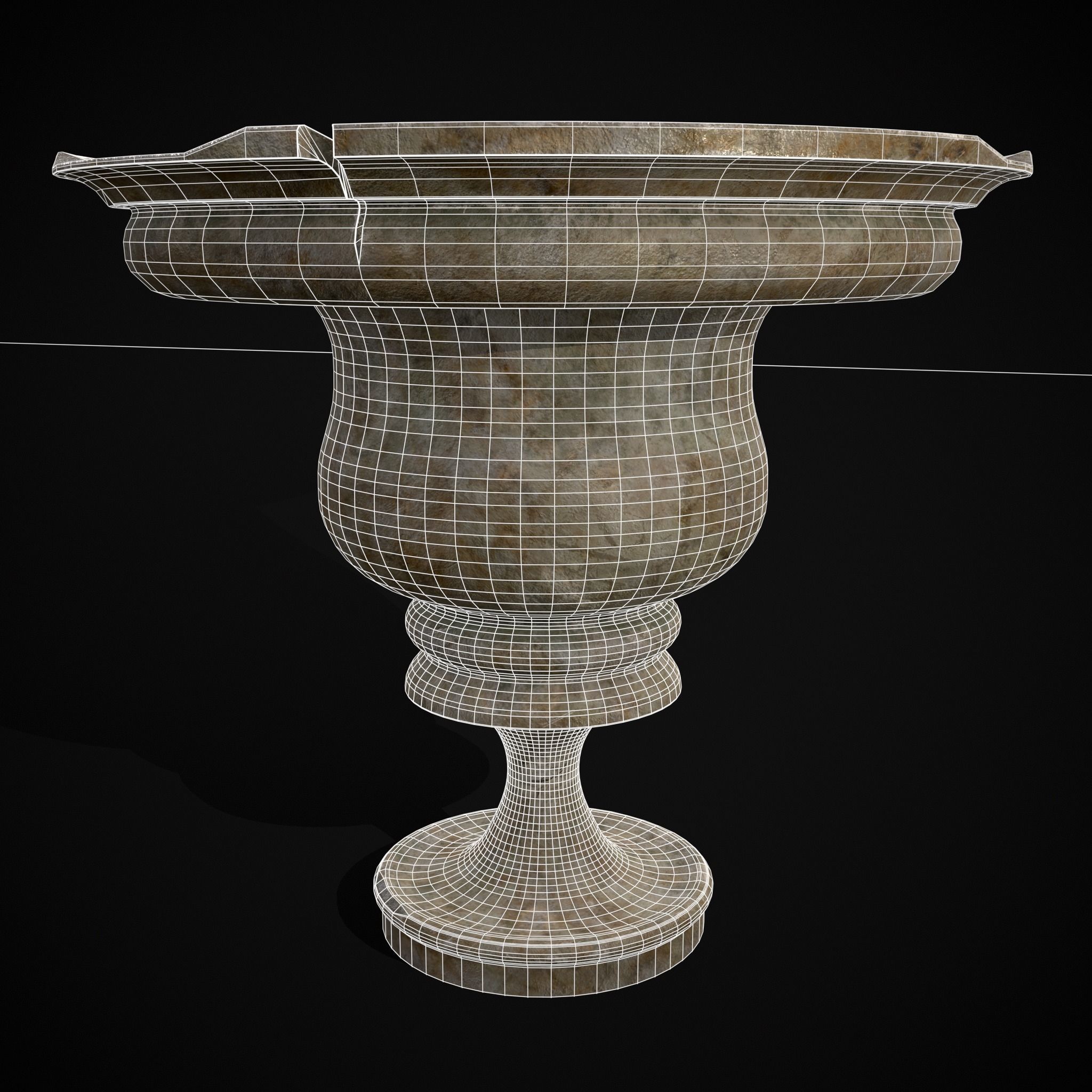 Garden Cracked Planter Low-poly 3D model_24