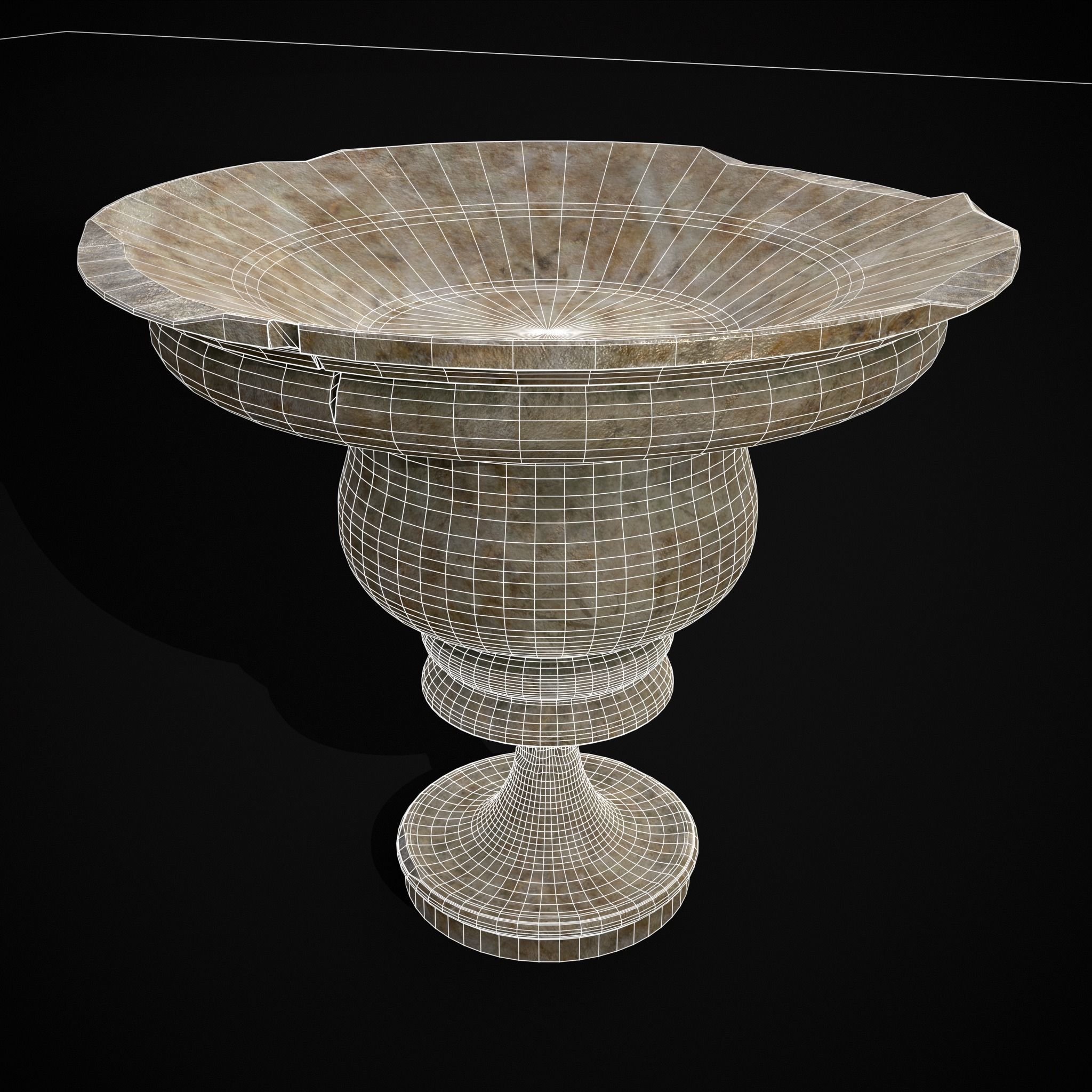 Garden Cracked Planter Low-poly 3D model_2