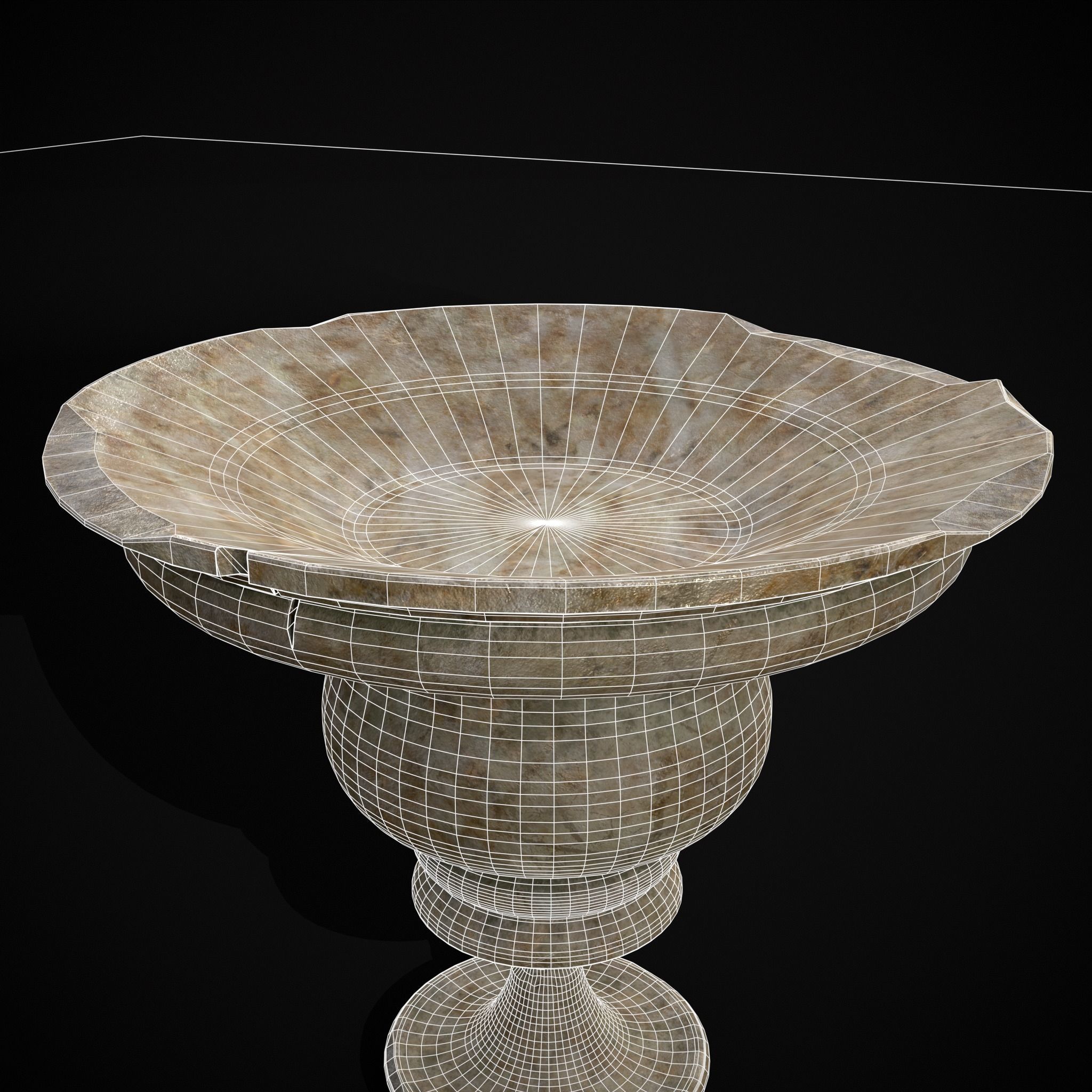 Garden Cracked Planter Low-poly 3D model_16