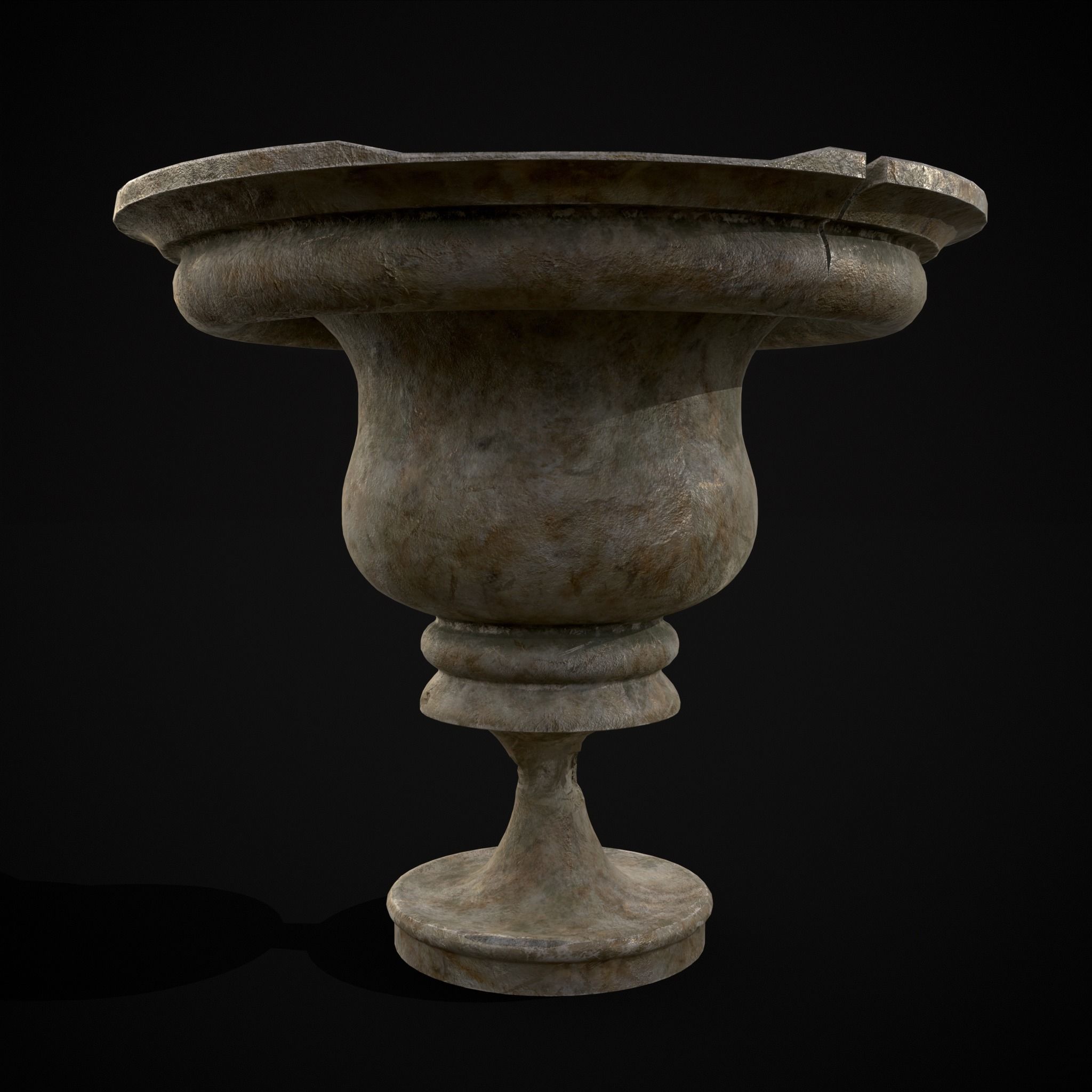 Garden Cracked Planter Low-poly 3D model_17