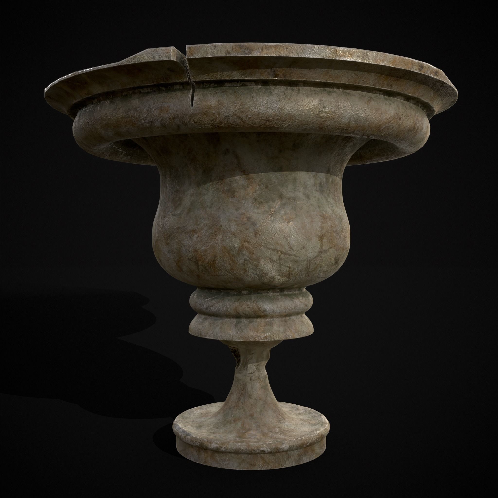 Garden Cracked Planter Low-poly 3D model_11