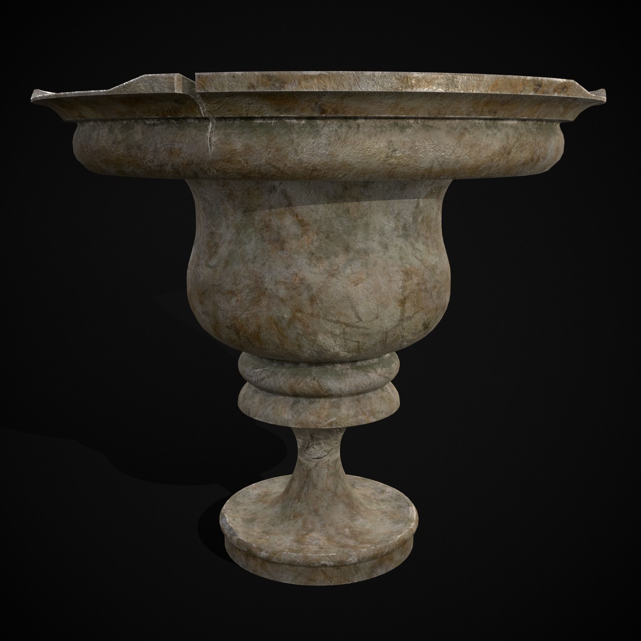 Garden Cracked Planter Low-poly 3D model_23