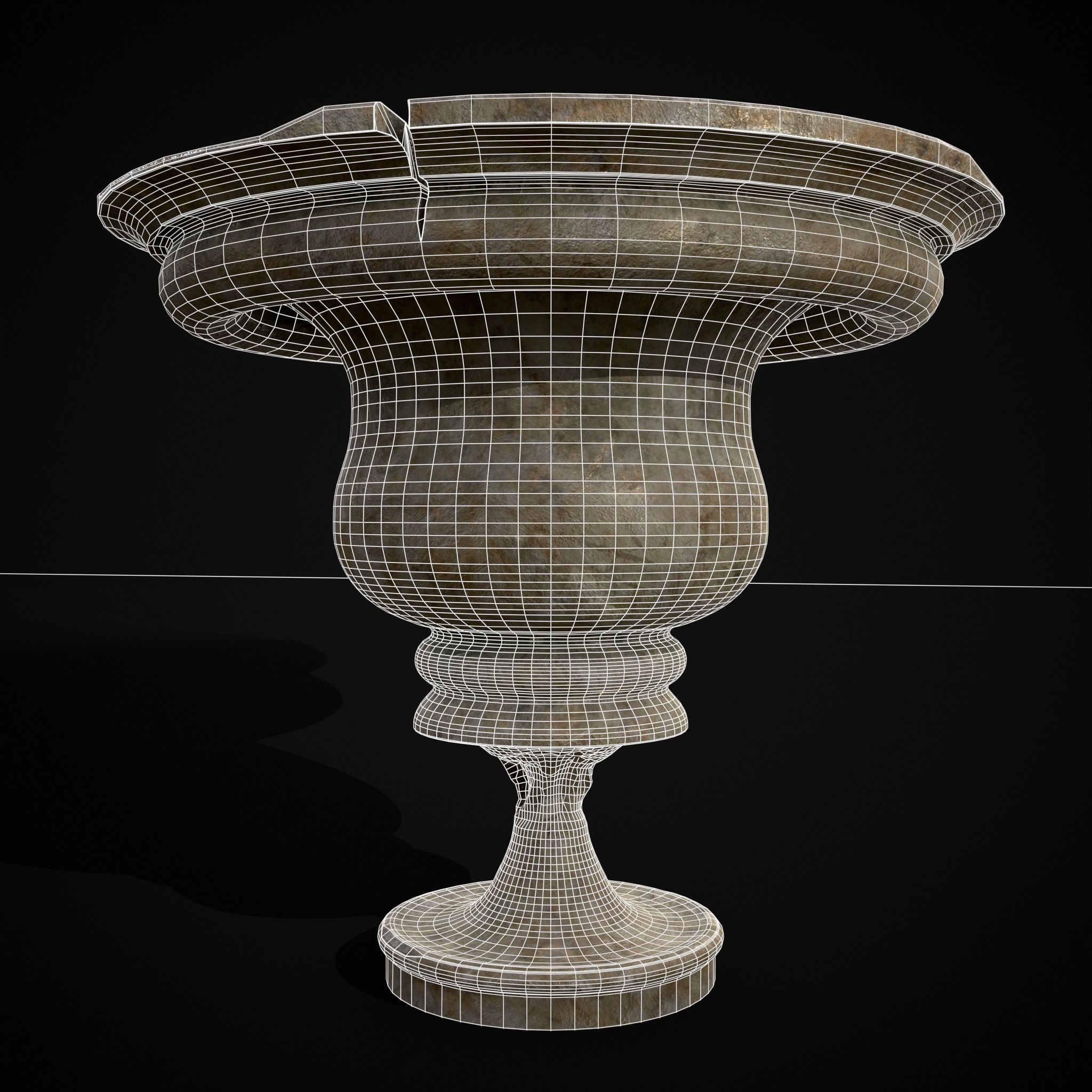 Garden Cracked Planter Low-poly 3D model_12