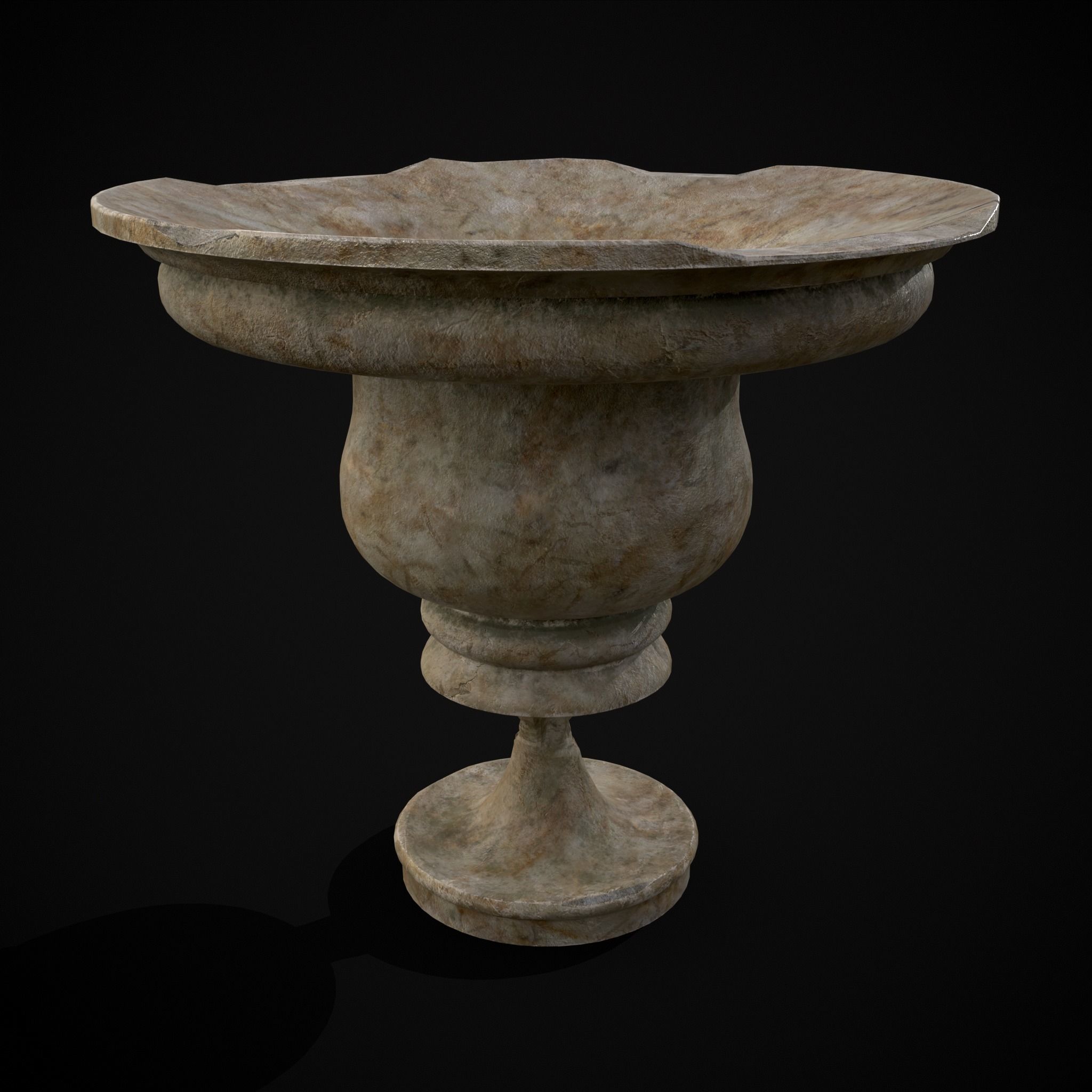 Garden Cracked Planter Low-poly 3D model_7