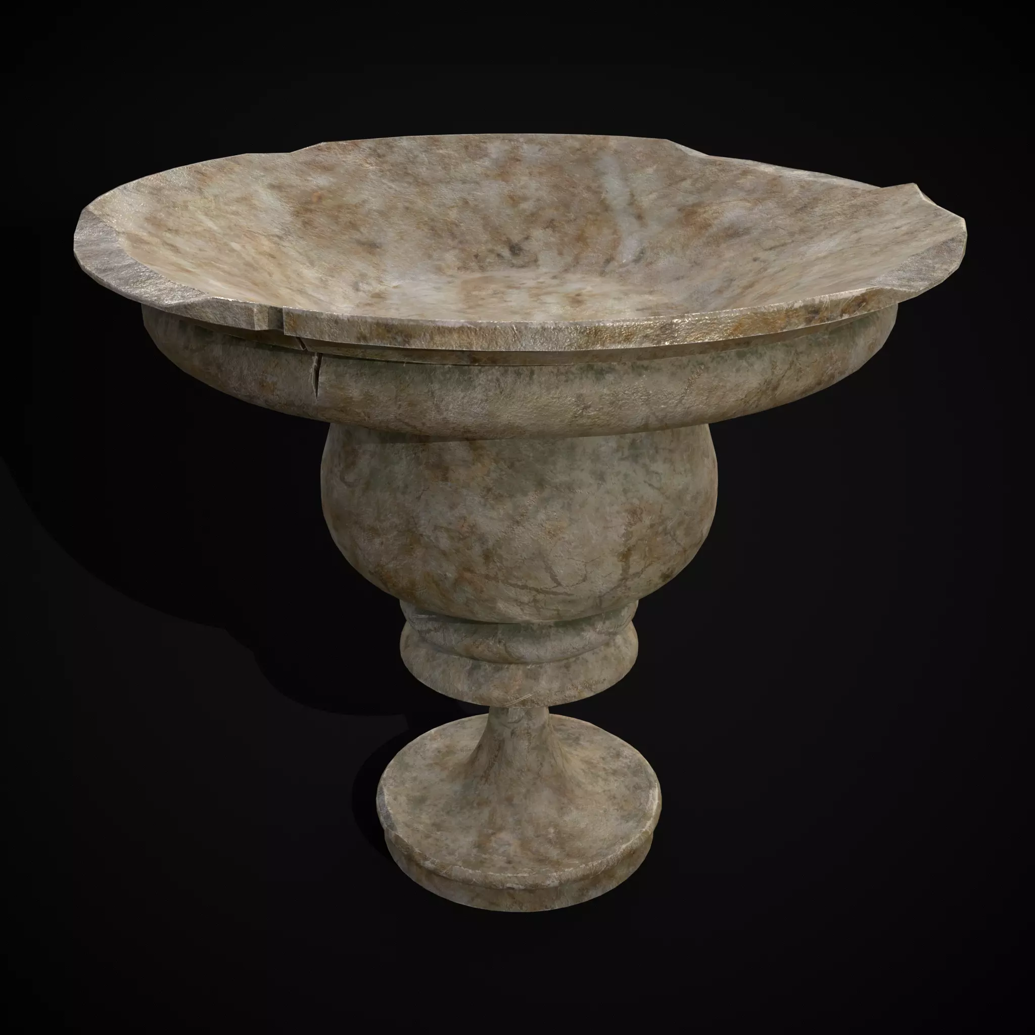 Garden Cracked Planter Low-poly 3D model_0