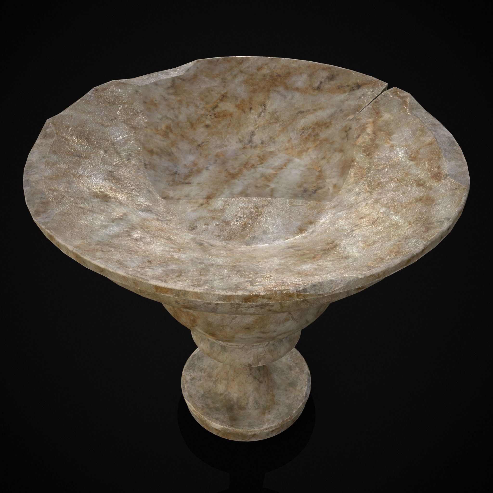 Garden Cracked Planter Low-poly 3D model_9